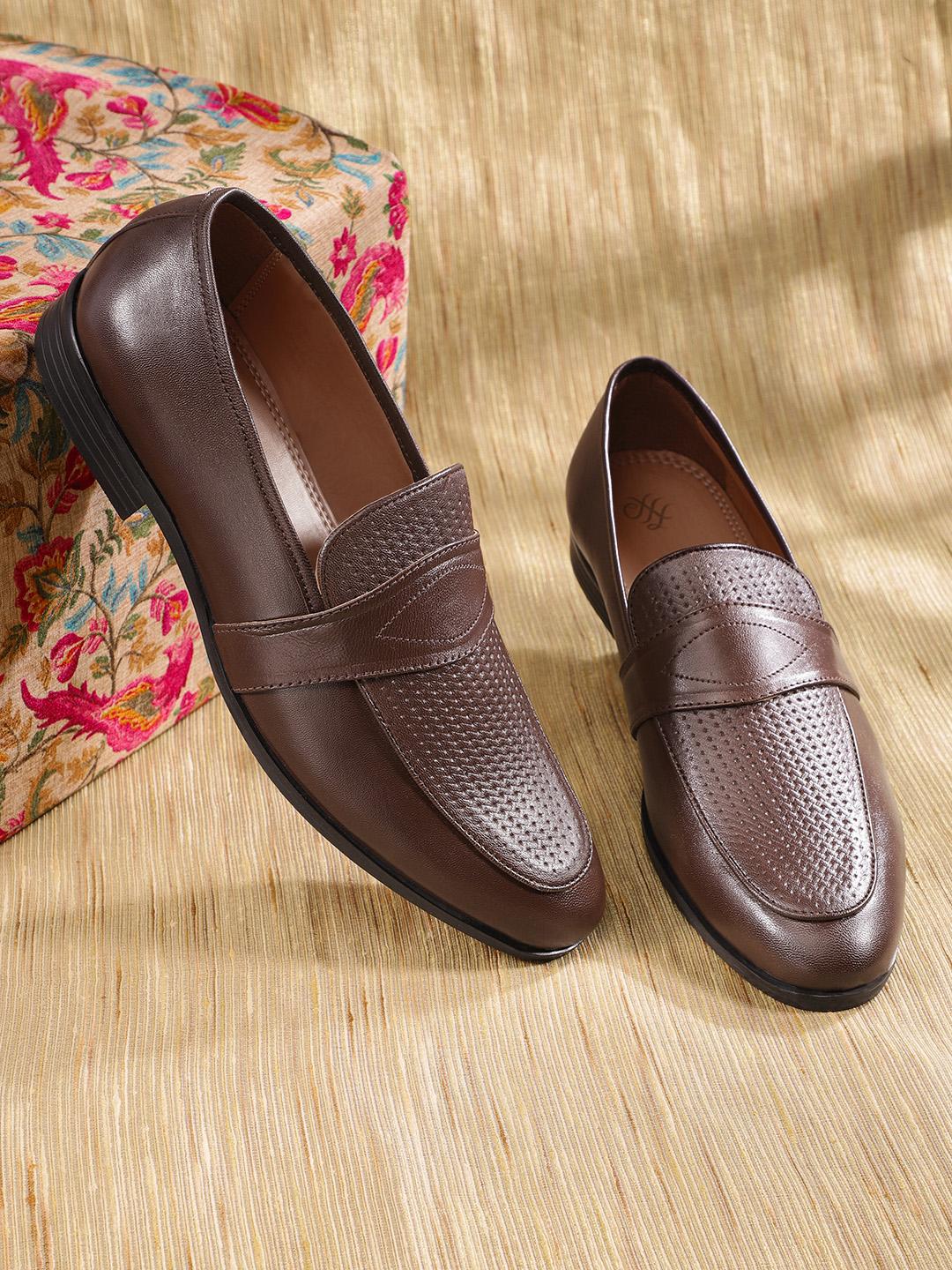 Brown Leather Men Leather House Shoes House Of Pataudi Men Coffee