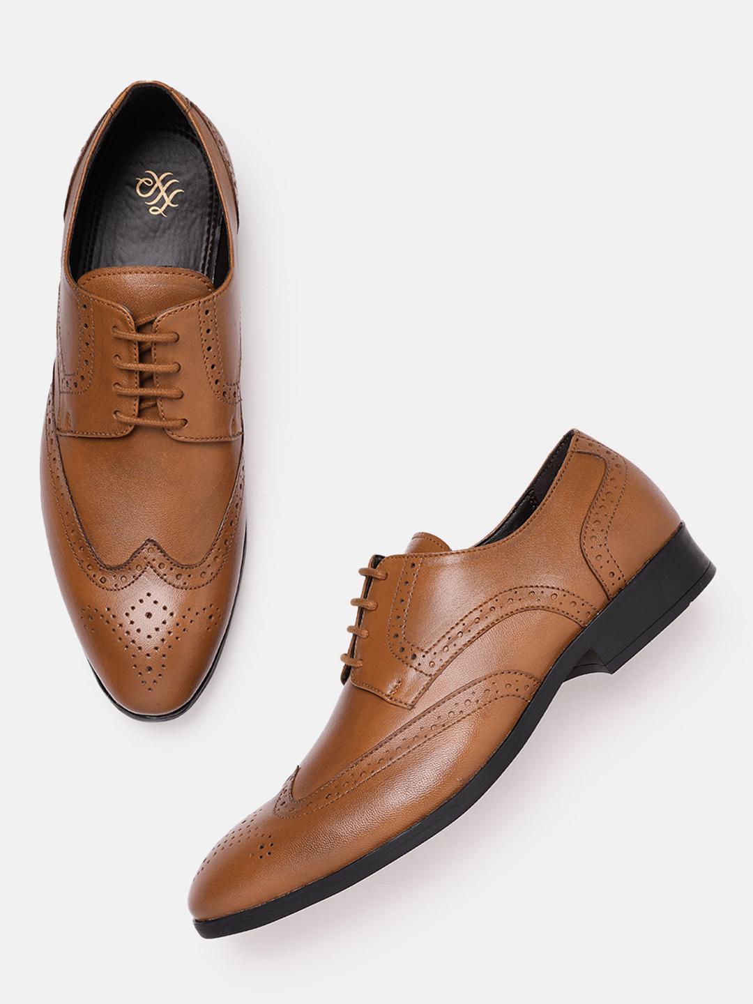 Buy House of Pataudi Men Tan Brown Handcrafted Leather Formal - Main Image