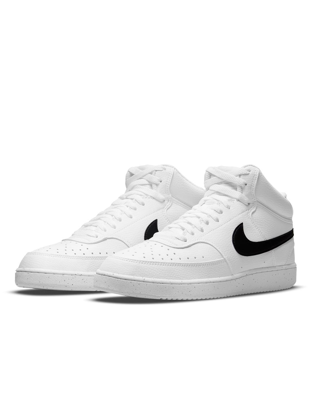 Nike Men White Court Vision Leather Sneakers - Image 1