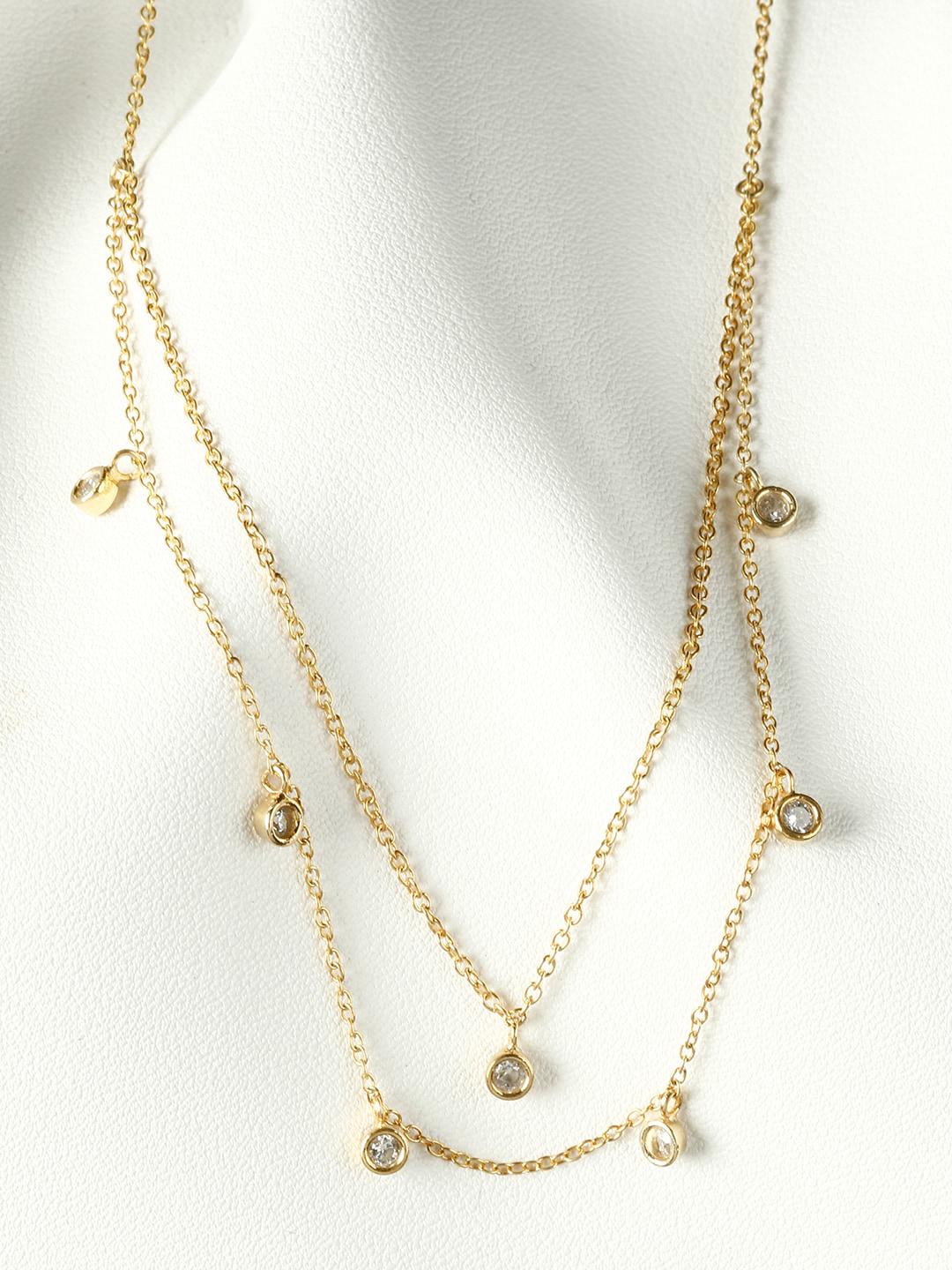 Buy GIVA 925 Silver Golden Dual Layer Zircon Necklace