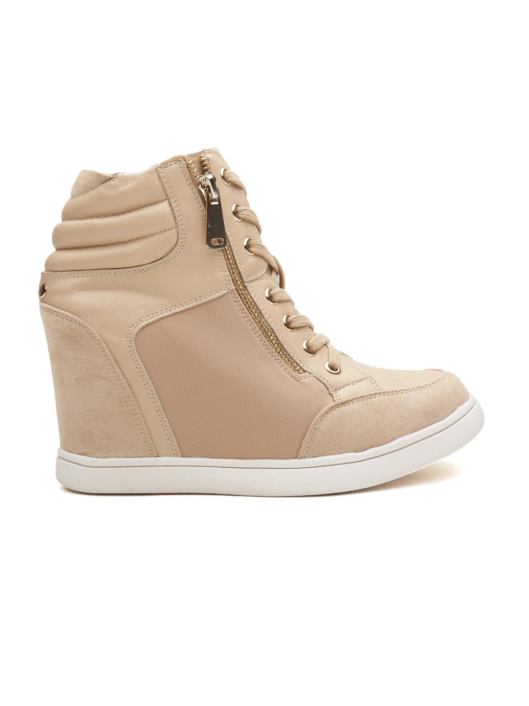 Buy Carlton London Women Nude-Coloured Mid-Top Sneakers Casual