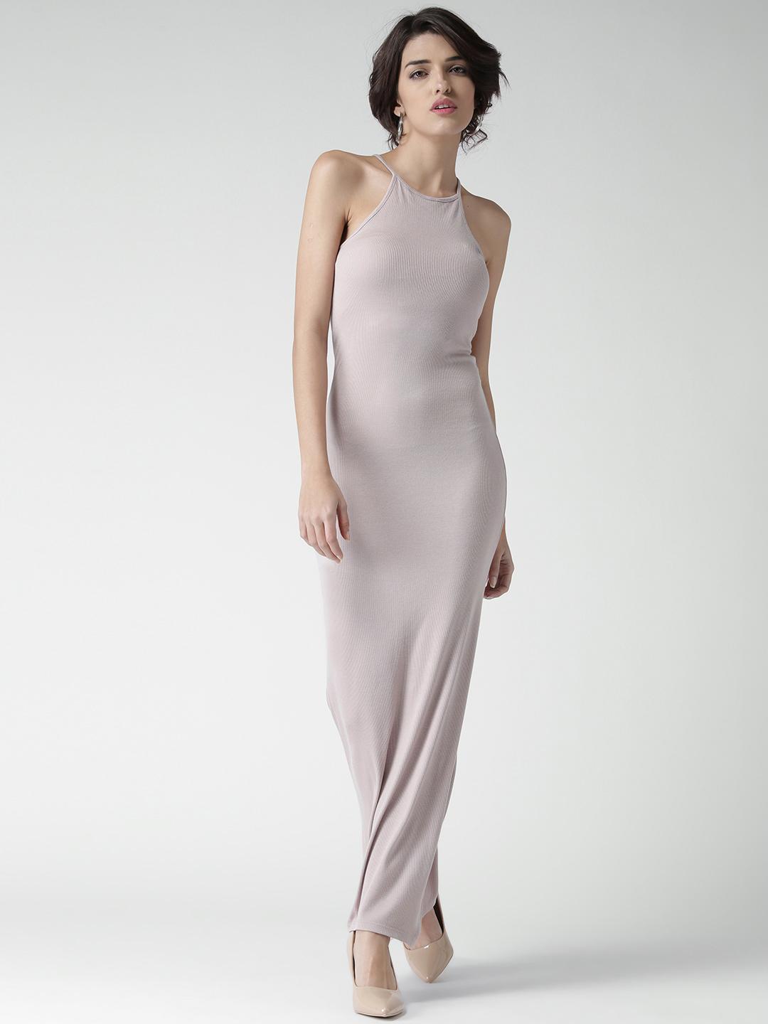Buy FOREVER 21 Women Taupe Solid Maxi Dress - Dresses for Women 1638106 |  Myntra