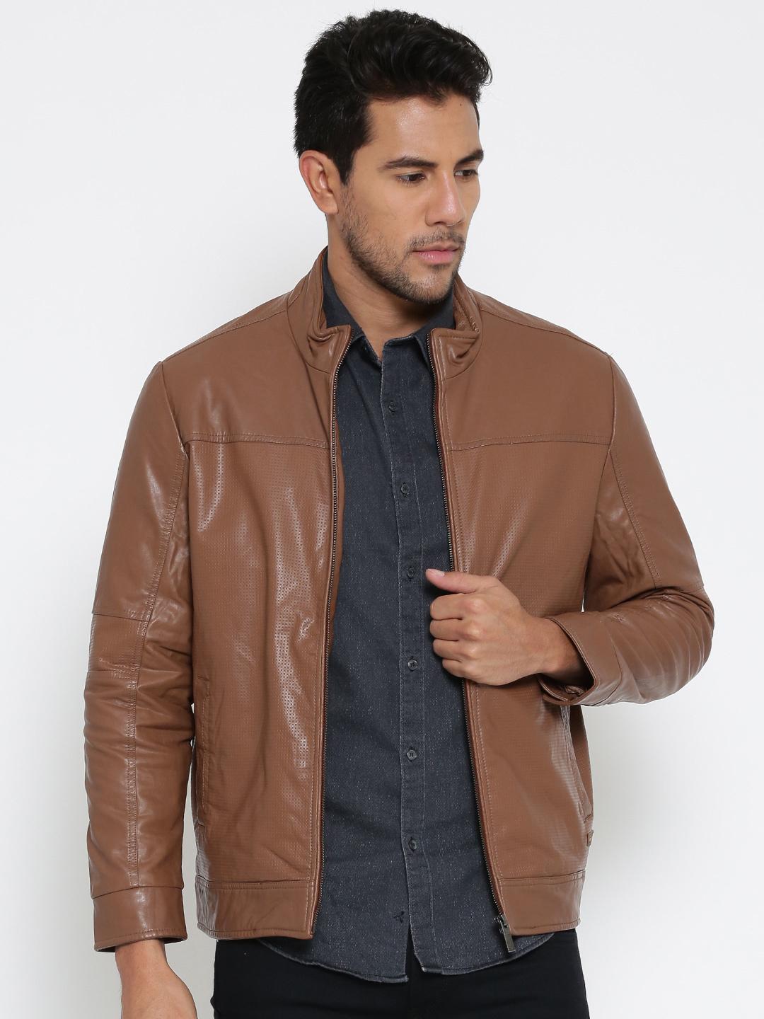 Buy Monte Carlo Brown Faux Leather Jacket - Jackets for Men 