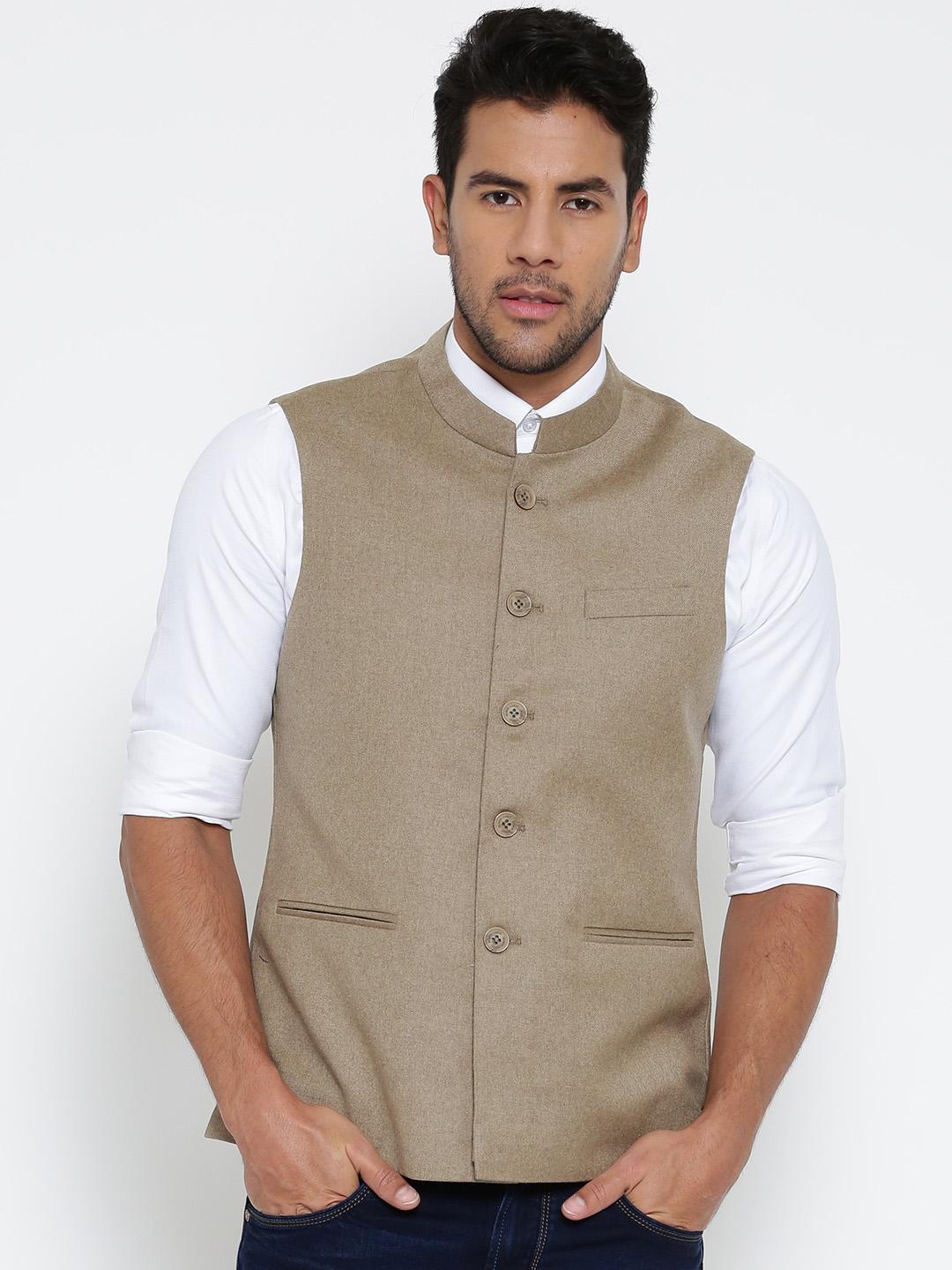 Buy Monte Carlo Men Beige Nehru Jacket Jackets for Men 1639009