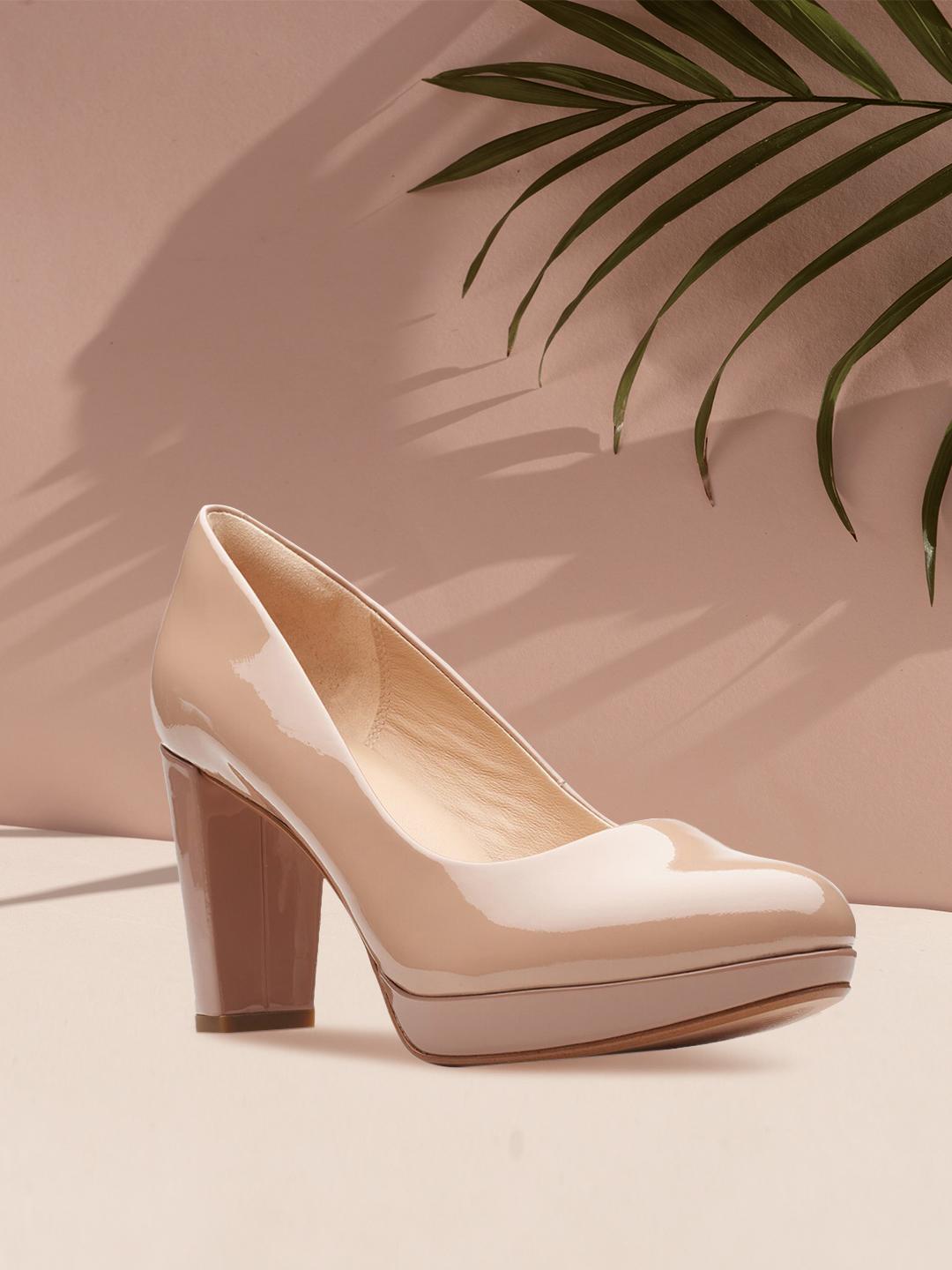 Buy Clarks Camel Brown Leather Work Block Pumps Heels for Women