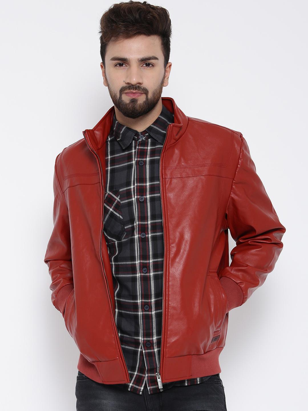 Buy Monte Carlo Rust Red Faux Leather Biker Jacket - Jackets for