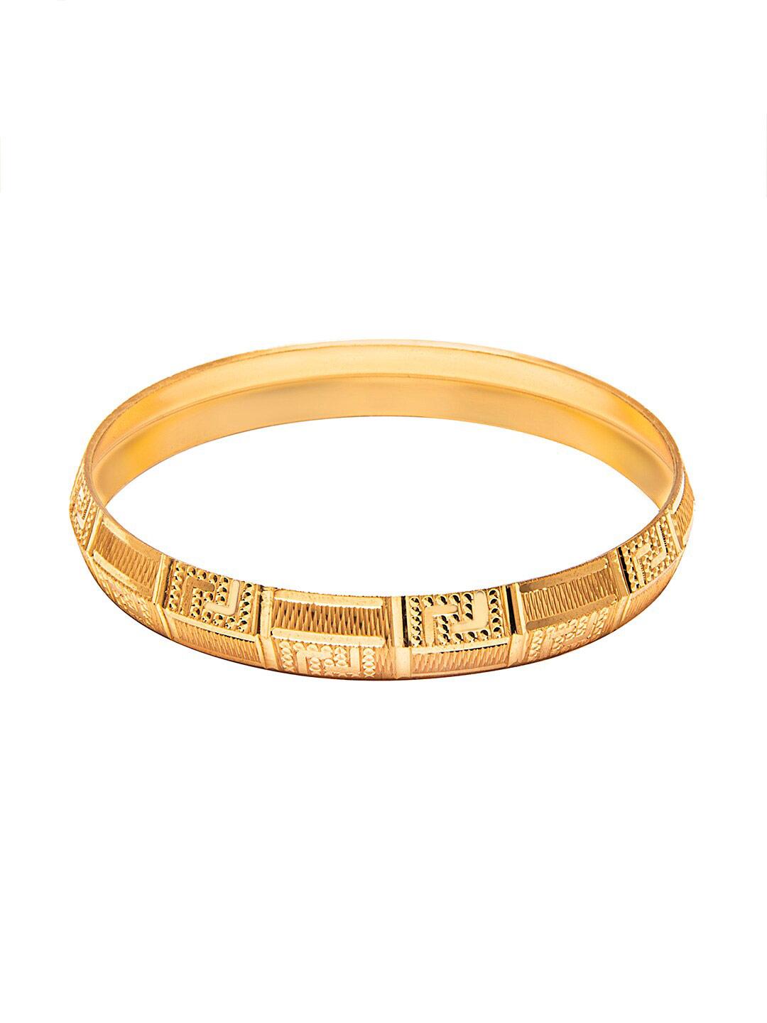 Buy bodha Men Gold Plated Slim Classic Kada- 12 mm Bracelet for