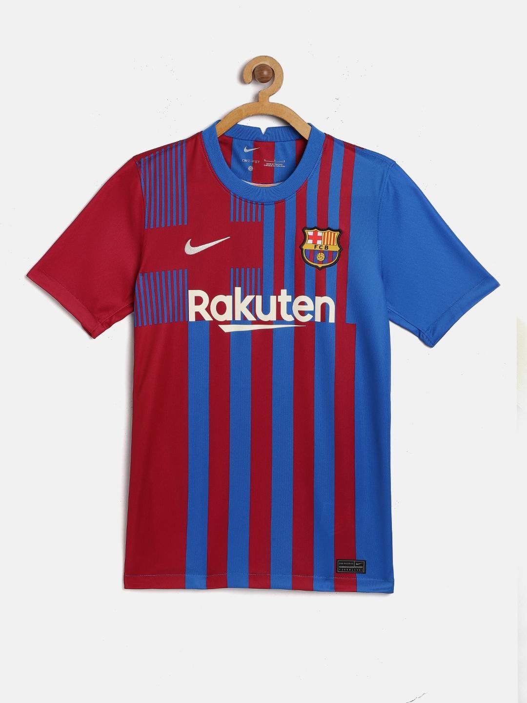 Buy Nike Kids Blue & Maroon FC Barcelona StripedFootball T-shirt
