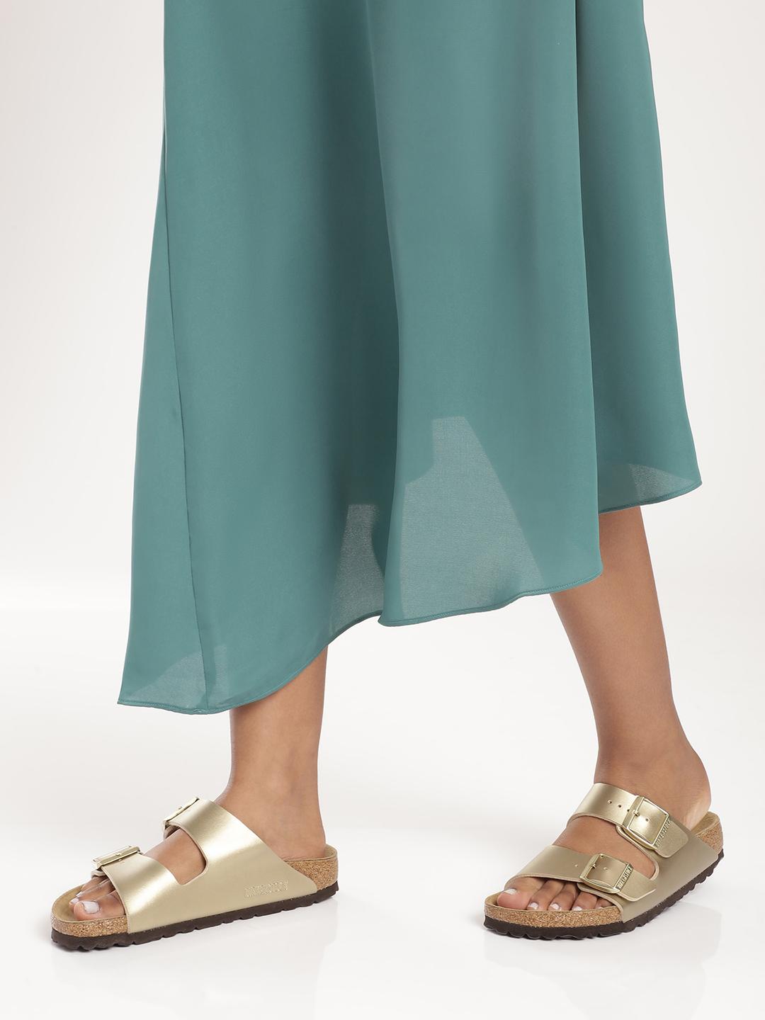 Birkenstock Arizona Gold Narrow Width Birko-Flor Two-Strap Sandals