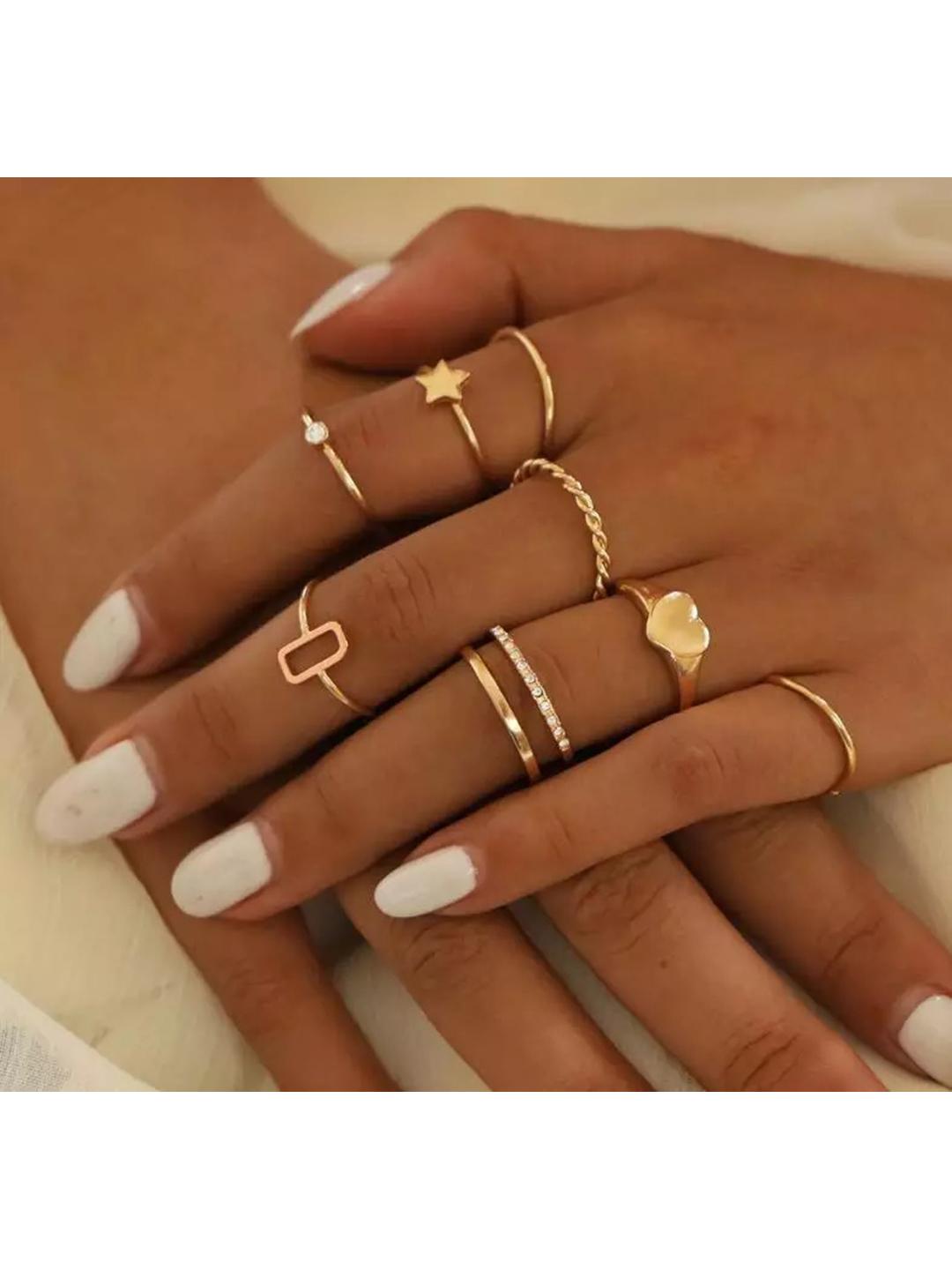 Buy Vembley Set Of Women Gold-Plated Finger Rings Ring for