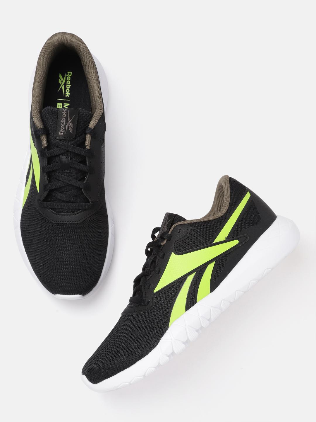 Buy Reebok Men Black Green Woven Design Memory Foam Flexagon