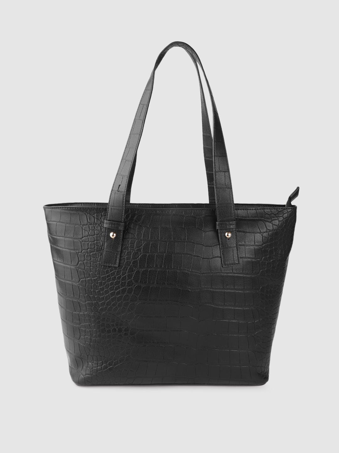 Buy Marks Spencer Women Black Animal Textured PU Structured Tote