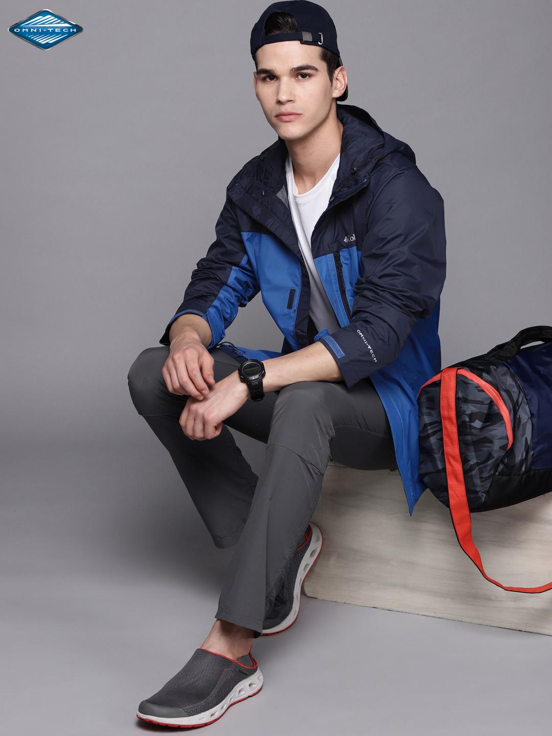 Buy Columbia Men Blue Pouring Adventure II Jacket Rain Jacket