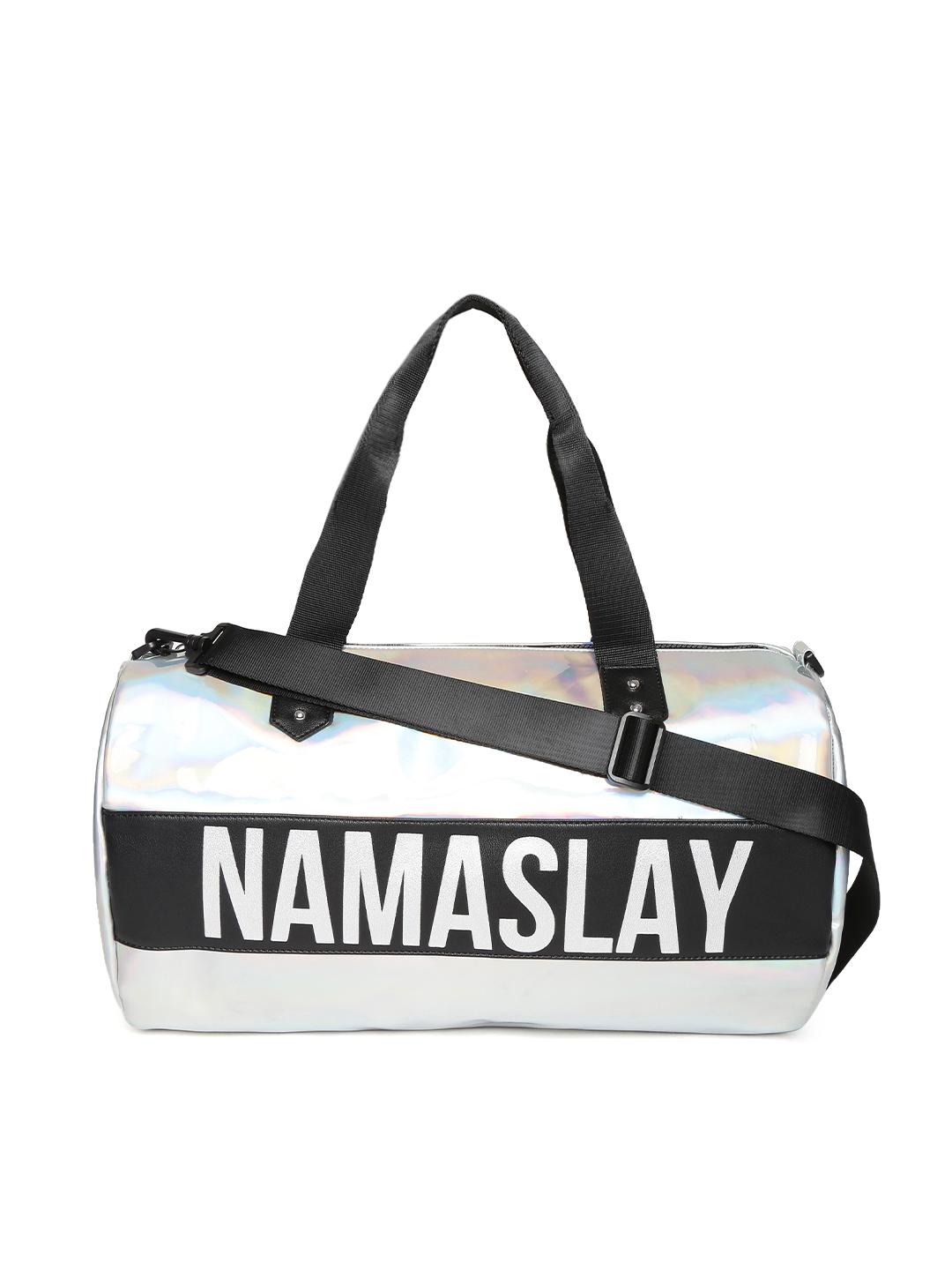 Buy FOREVER 21 Women Silver-Toned Iridescent Printed Duffel Bag