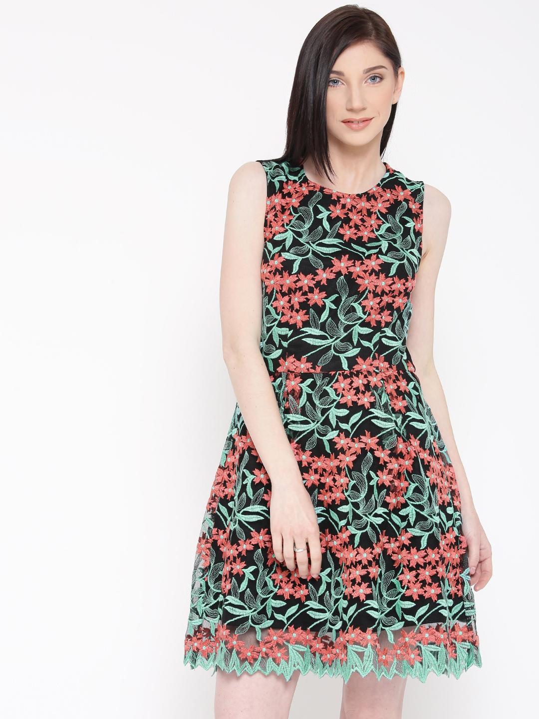 Buy FOREVER 21 Women Black & Coral Orange Embroidered Fit & Flare Dress - Dresses for Women 1720142 | Myntra Buy FOREVER 21 Women Black & Coral Orange Embroidered Fit & Flare Dress - Dresses for Women 1720142 | Myntra