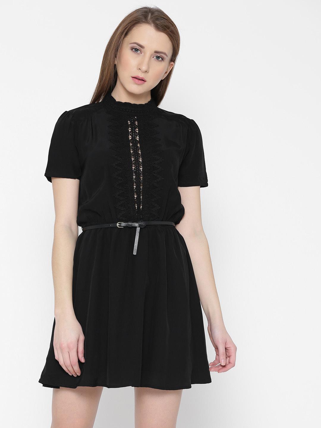 Buy FOREVER 21 Women Black Solid Crochet Detail Fit & Flare Dress - Dresses for Women 1720176 | Myntra Buy FOREVER 21 Women Black Solid Crochet Detail Fit & Flare Dress - Dresses for Women 1720176 | Myntra