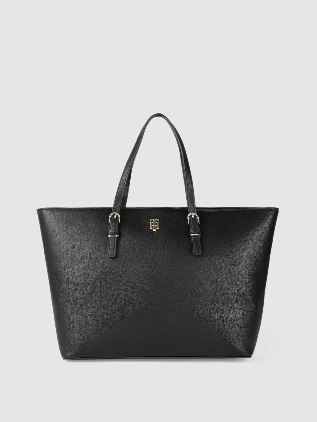 Buy Tommy Hilfiger Black PU Oversized Structured Shoulder Bag