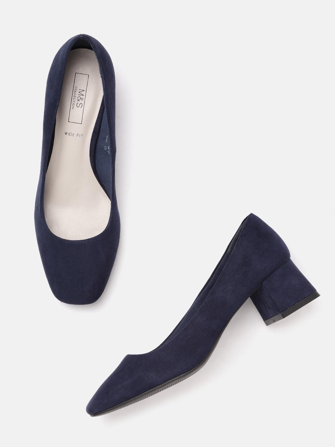 Buy Marks Spencer Women Navy Blue Solid Pumps Heels for Women