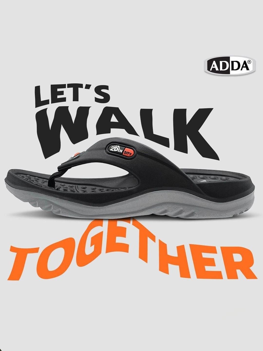 Adda Men Black Grey Solid Thong Flip-Flops