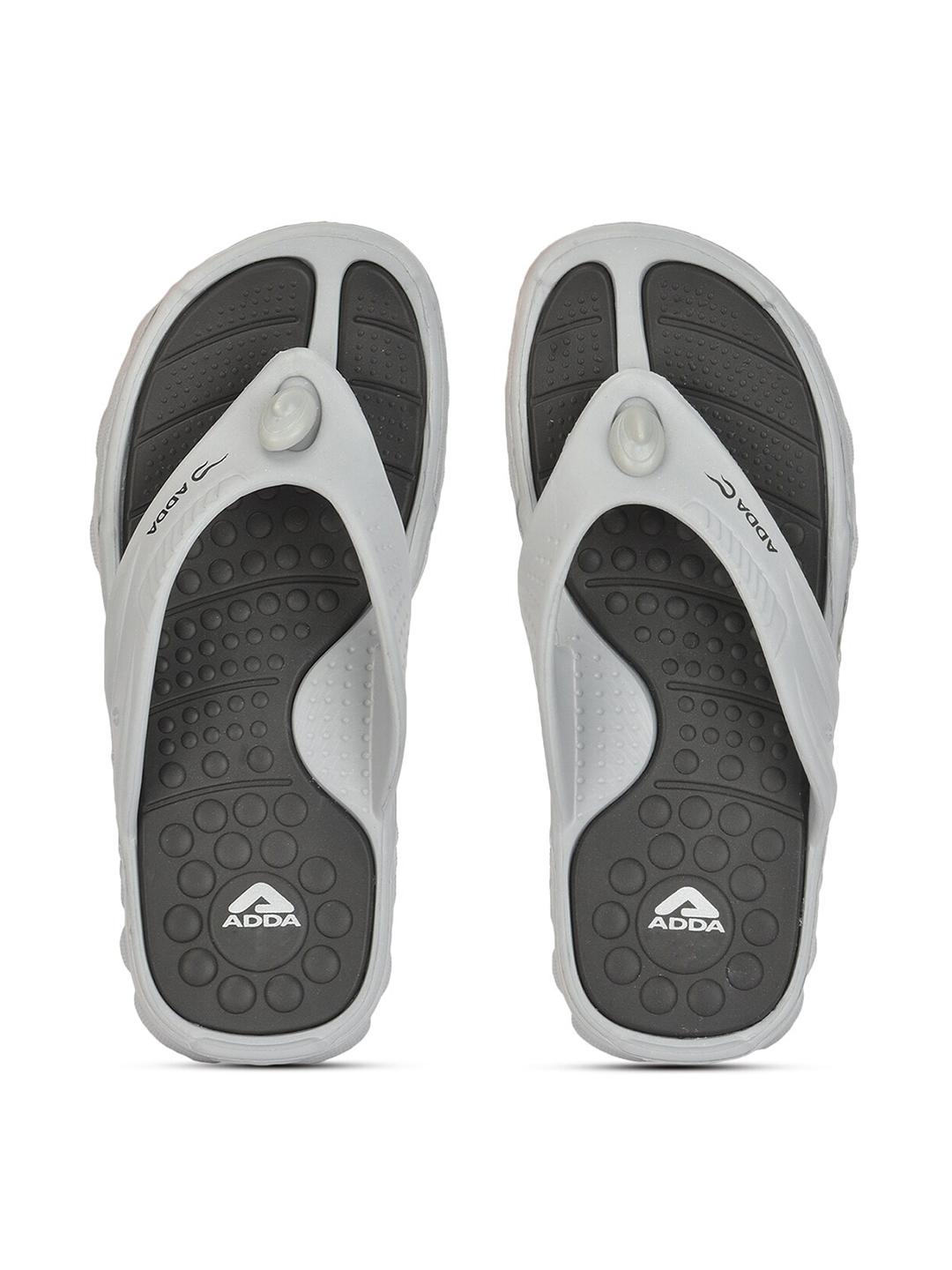 Buy Adda Men Grey Charcoal Self Design Rubber Thong Flip-Flops