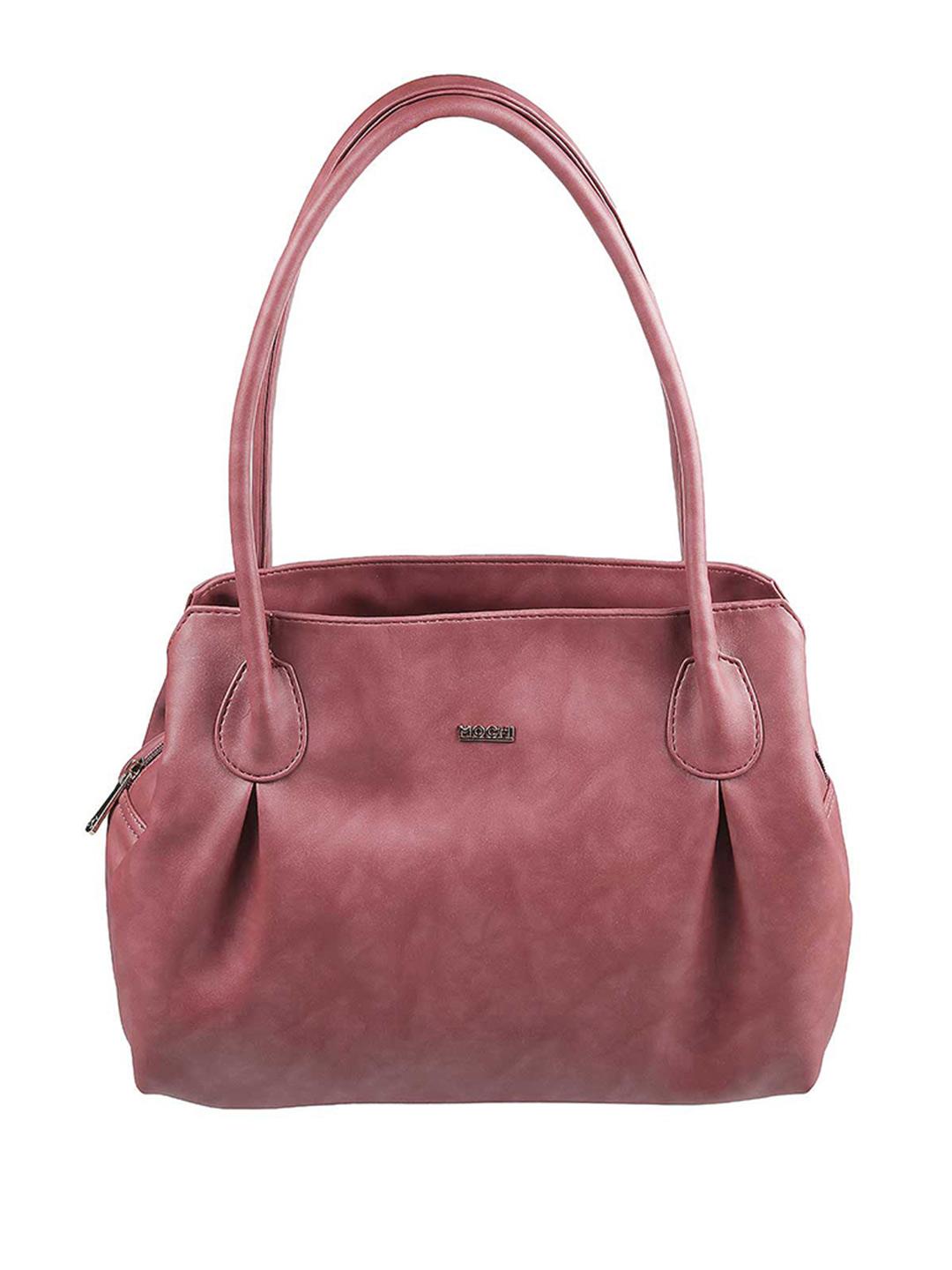 Buy Mochi Peach-Coloured Structured Shoulder Bag Handbags for