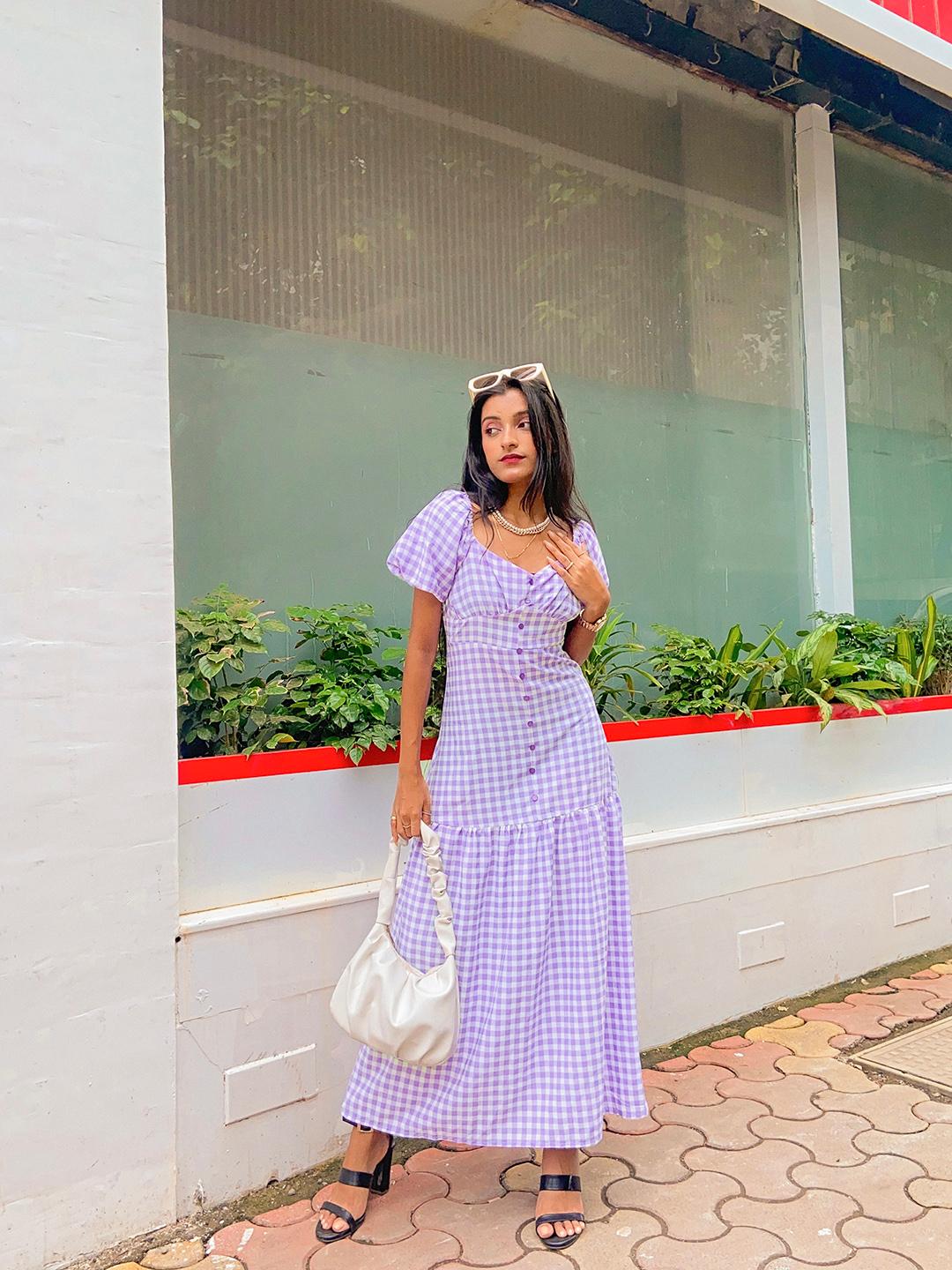 Buy Tokyo Talkies Women Purple Checked A-Line Midi Dress - Dresses for  Women 17442806 | Myntra
