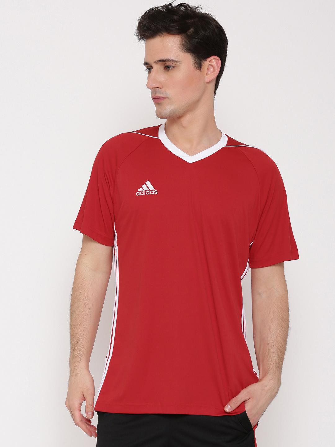 Buy ADIDAS Men Red TIRO 17 Solid V-Neck Football Jersey - Tshirts
