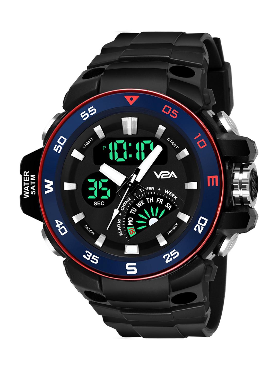 Buy V2A Men Blue Dial & Black Straps Analogue and Digital Multi