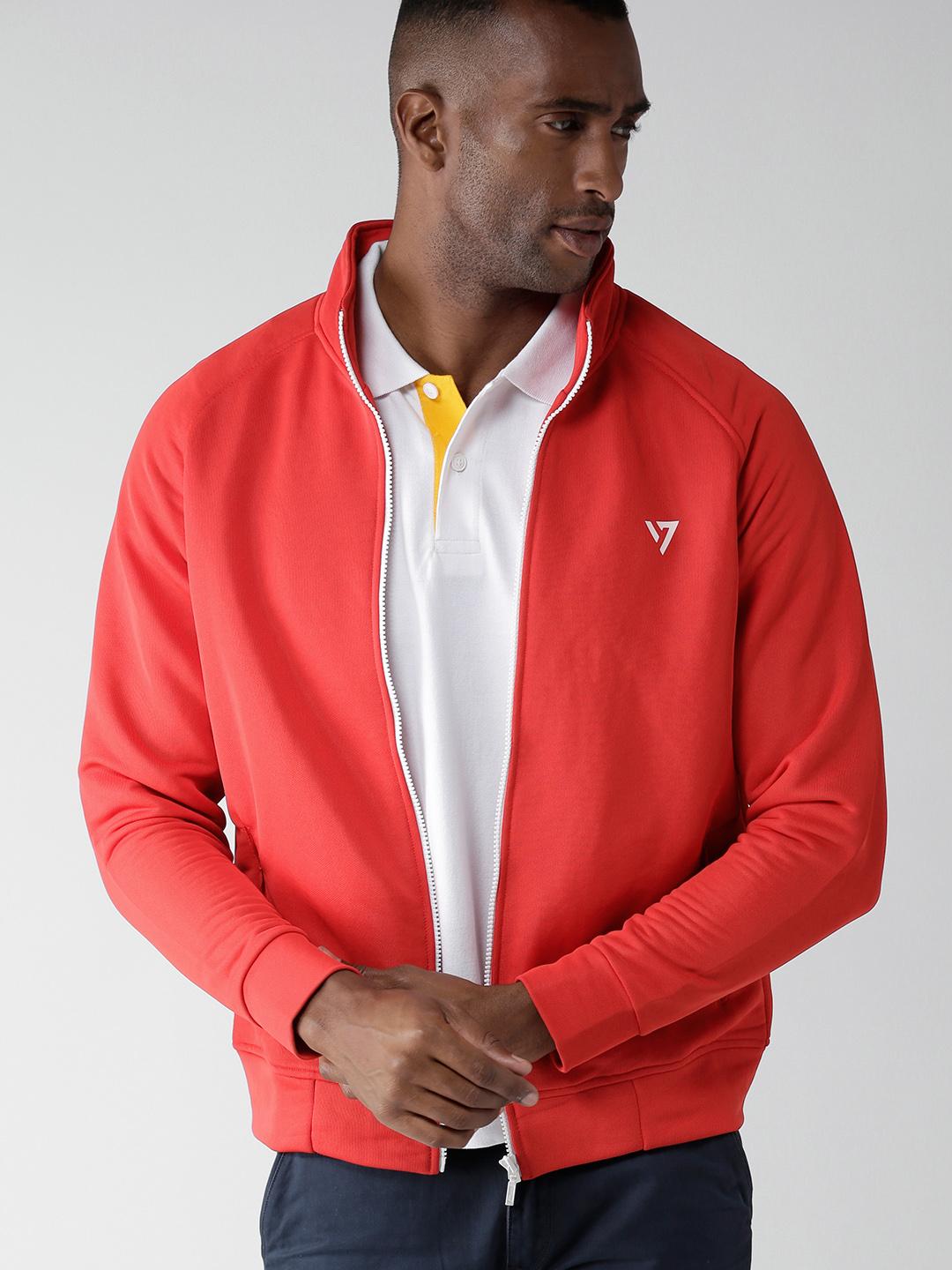 Buy SEVEN by MS Dhoni Red Diagonal Sporty Jacket - Jackets for Men