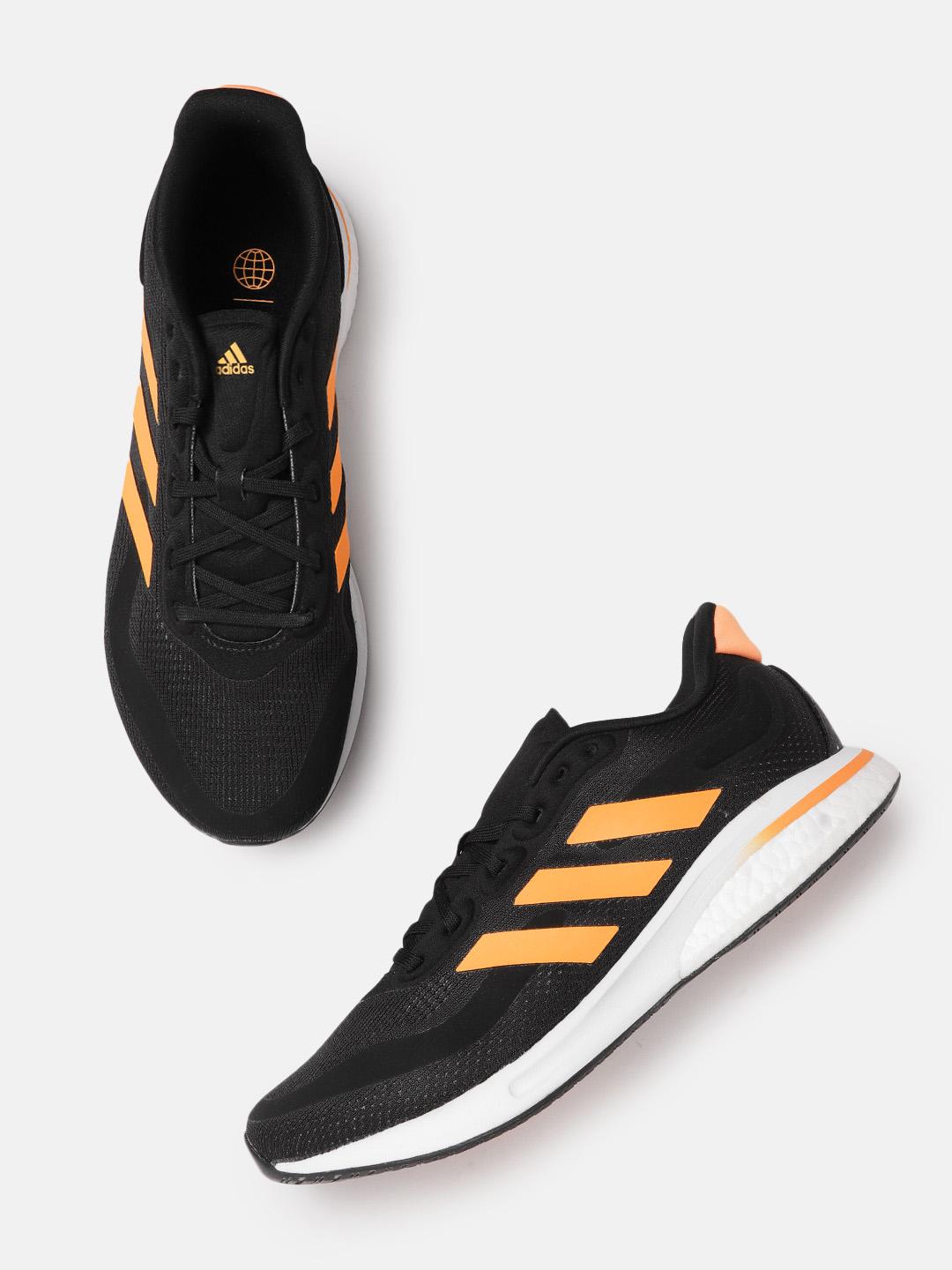 Buy ADIDAS Men Black & Orange Woven Design Bounce & Boost Midsole