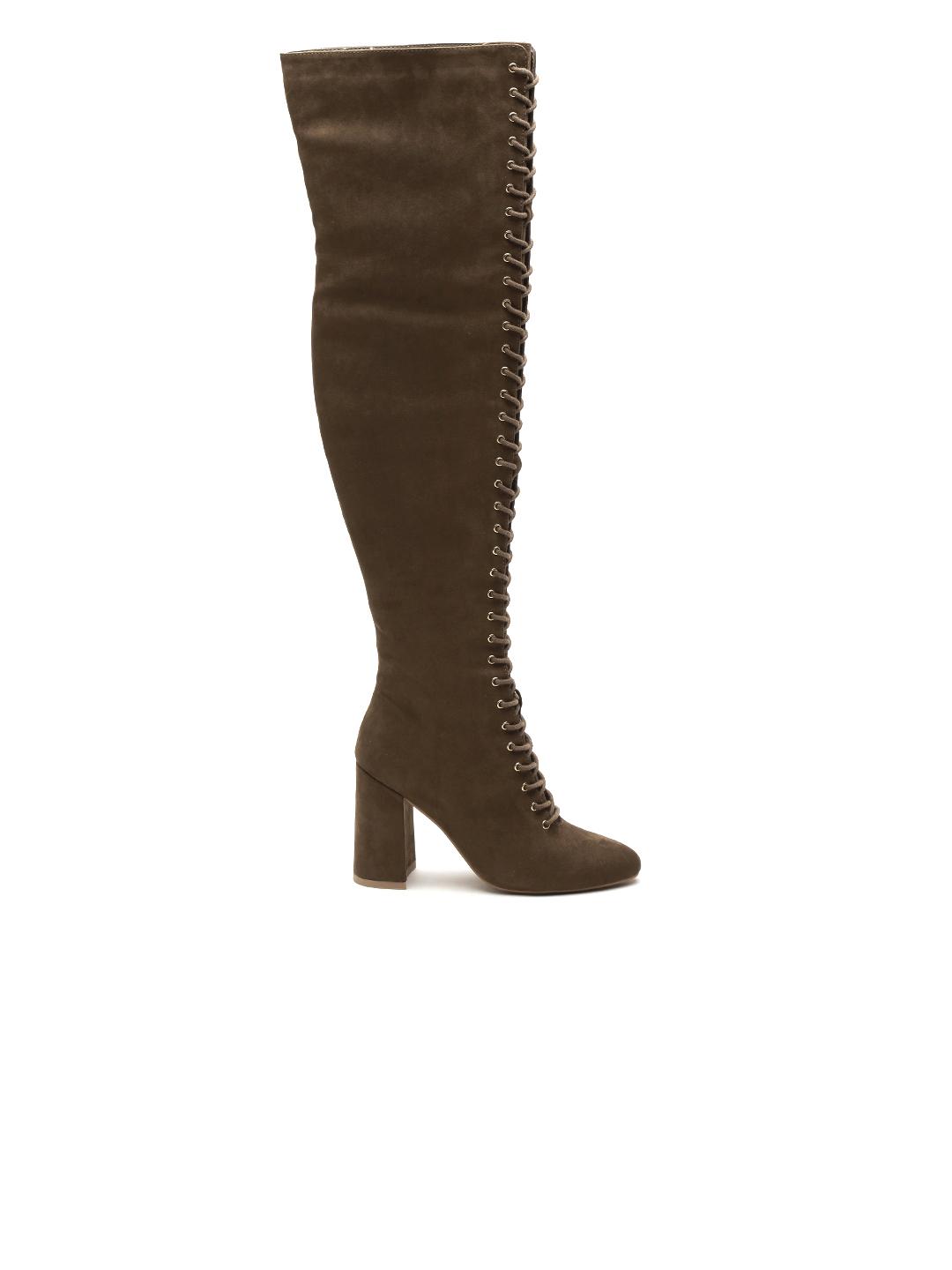 Knee High Forever 21 Womens Boots FOREVER 21 Women Olive Brown