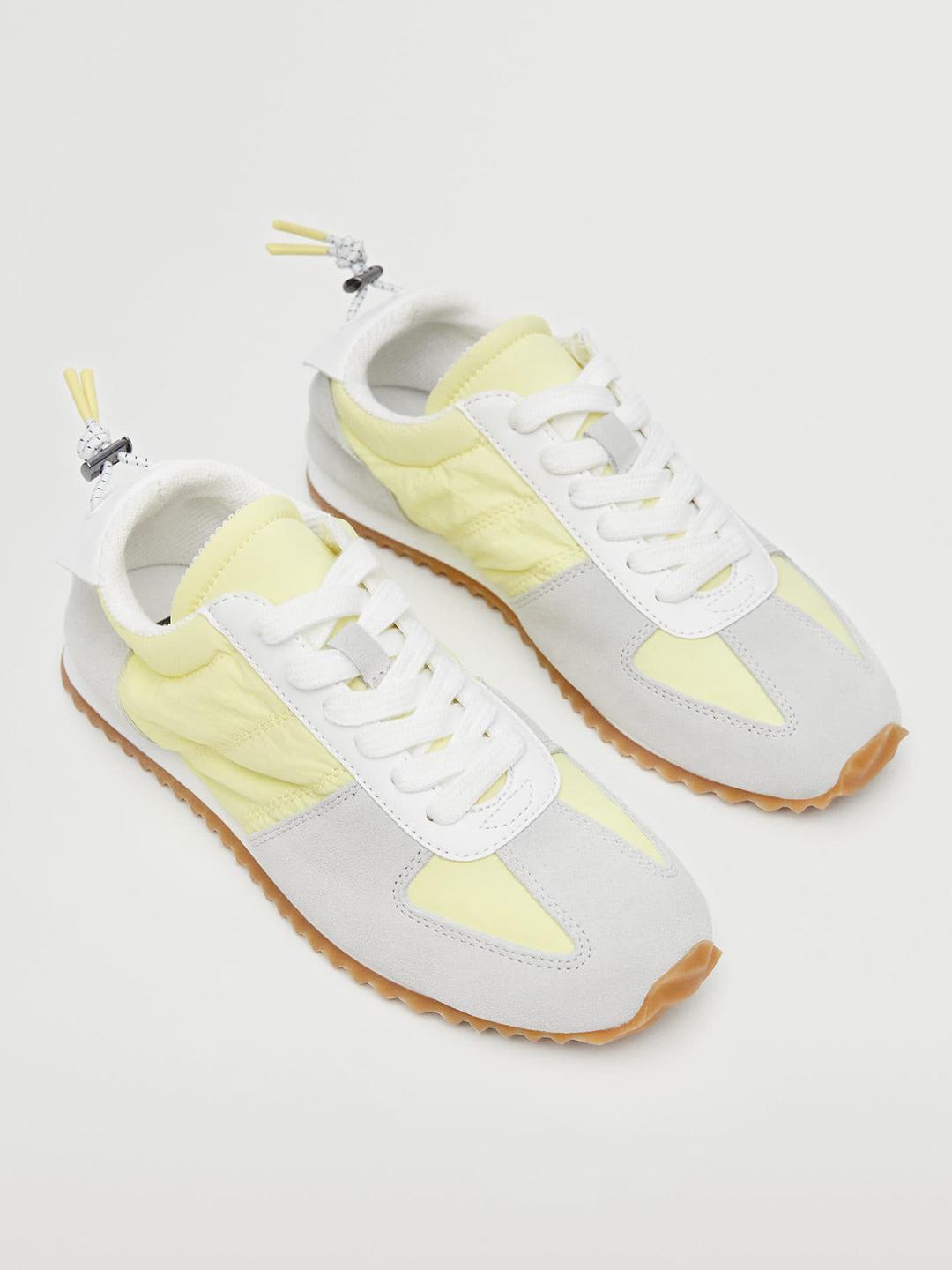 Buy MANGO Women Grey & Yellow Colourblocked Sneakers - Casual