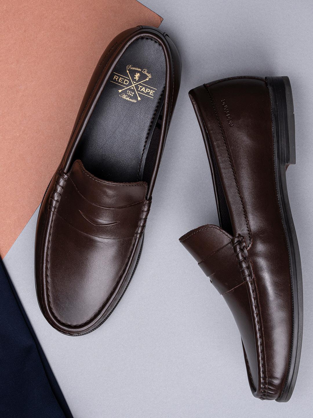 Red Tape Men Red Solid Leather Formal Loafers