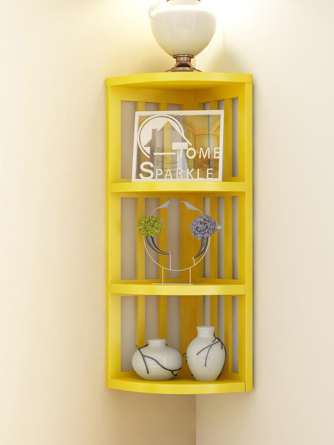 H&O×Nowell Silde-SideShelf 25 Buy Home Sparkle Yellow Corner Wall Shelf - Wall Shelves for
