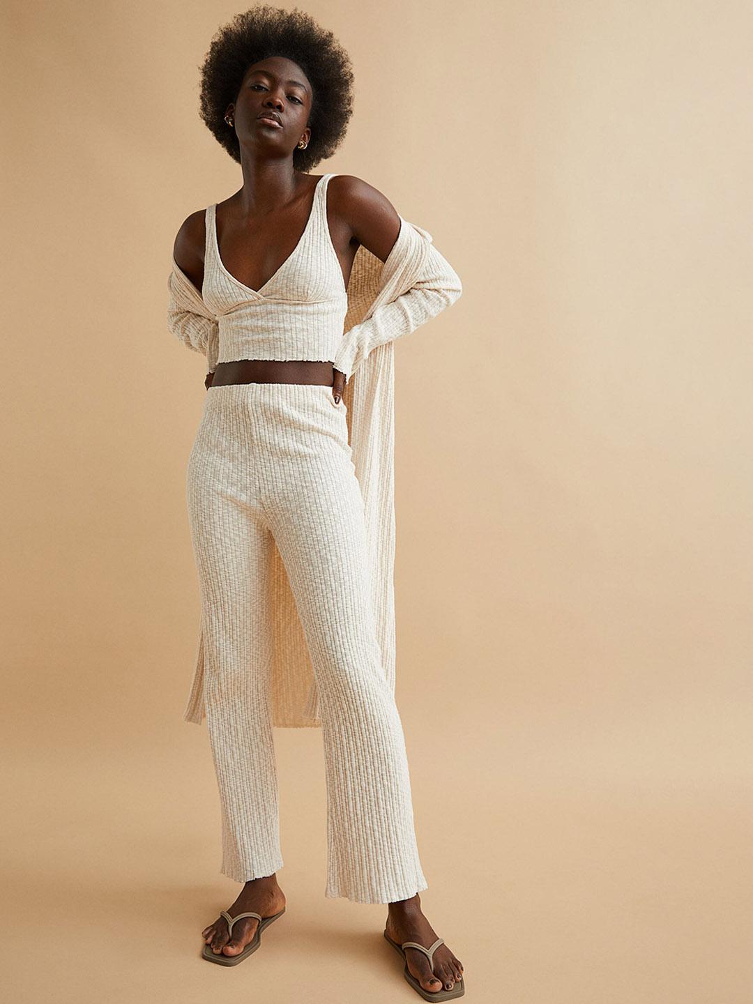 Highwaist ribbon pants andmary Buy H&M Women White Rib-knit