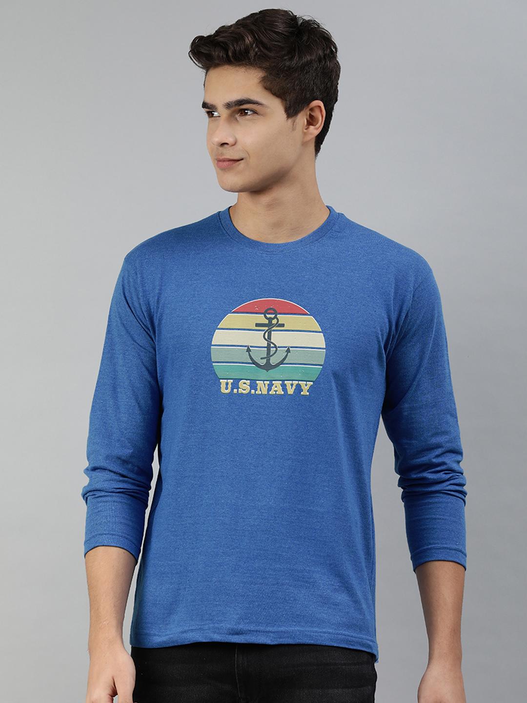 Buy Jolie robe Men Blue & Yellow Printed Pure Cotton T-shirt
