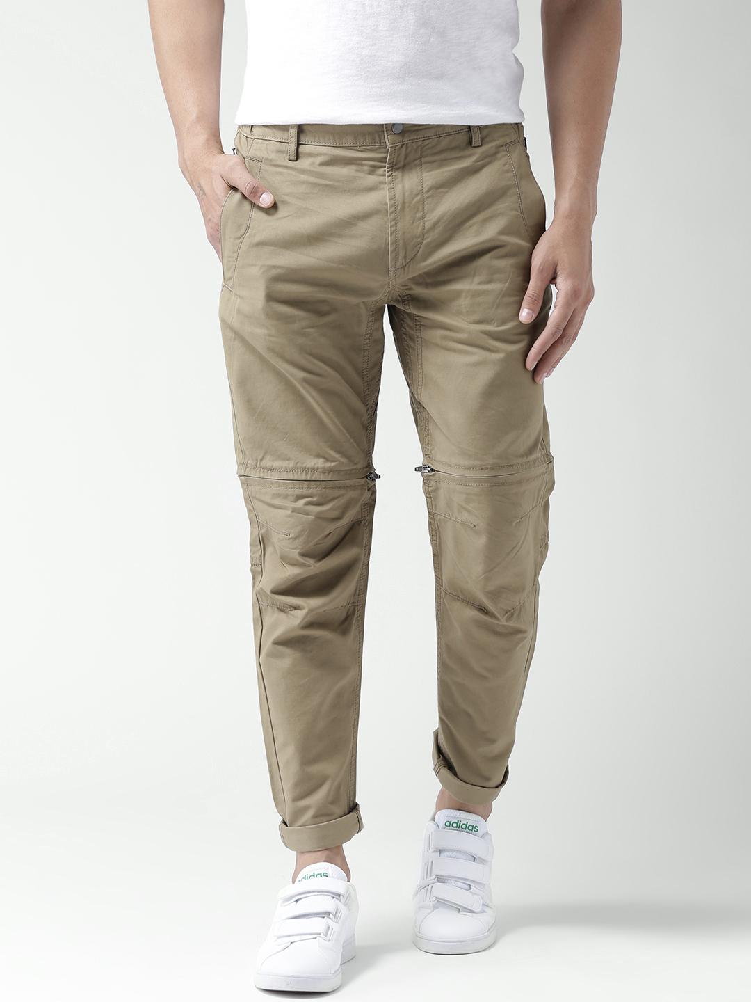 Buy Celio Men Khaki Solid Trousers cum Shorts Trousers for Men