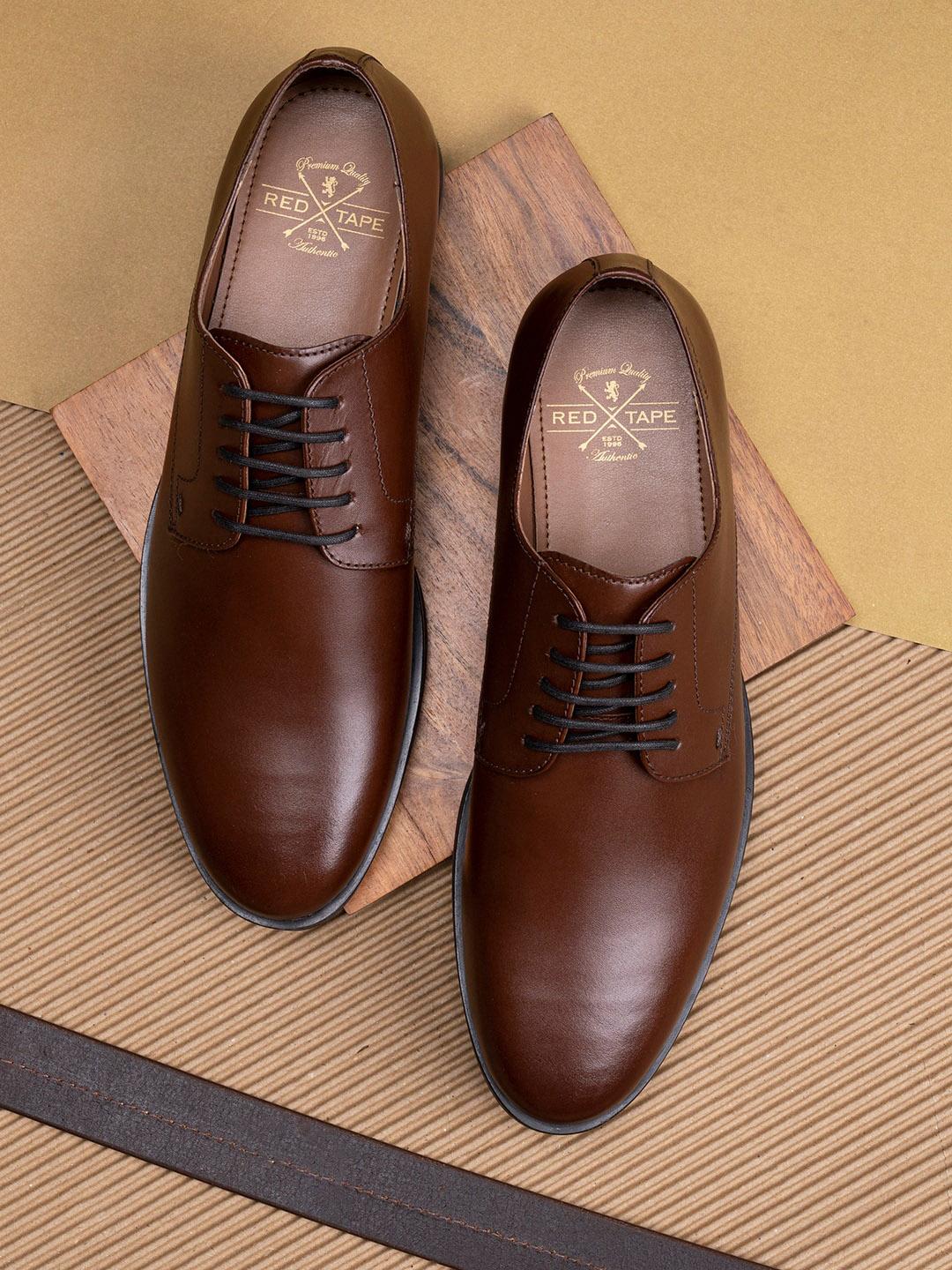 Derby Shoes Red Tape Tan Leather Shoes Buy Red Tape Dark Tan Derby