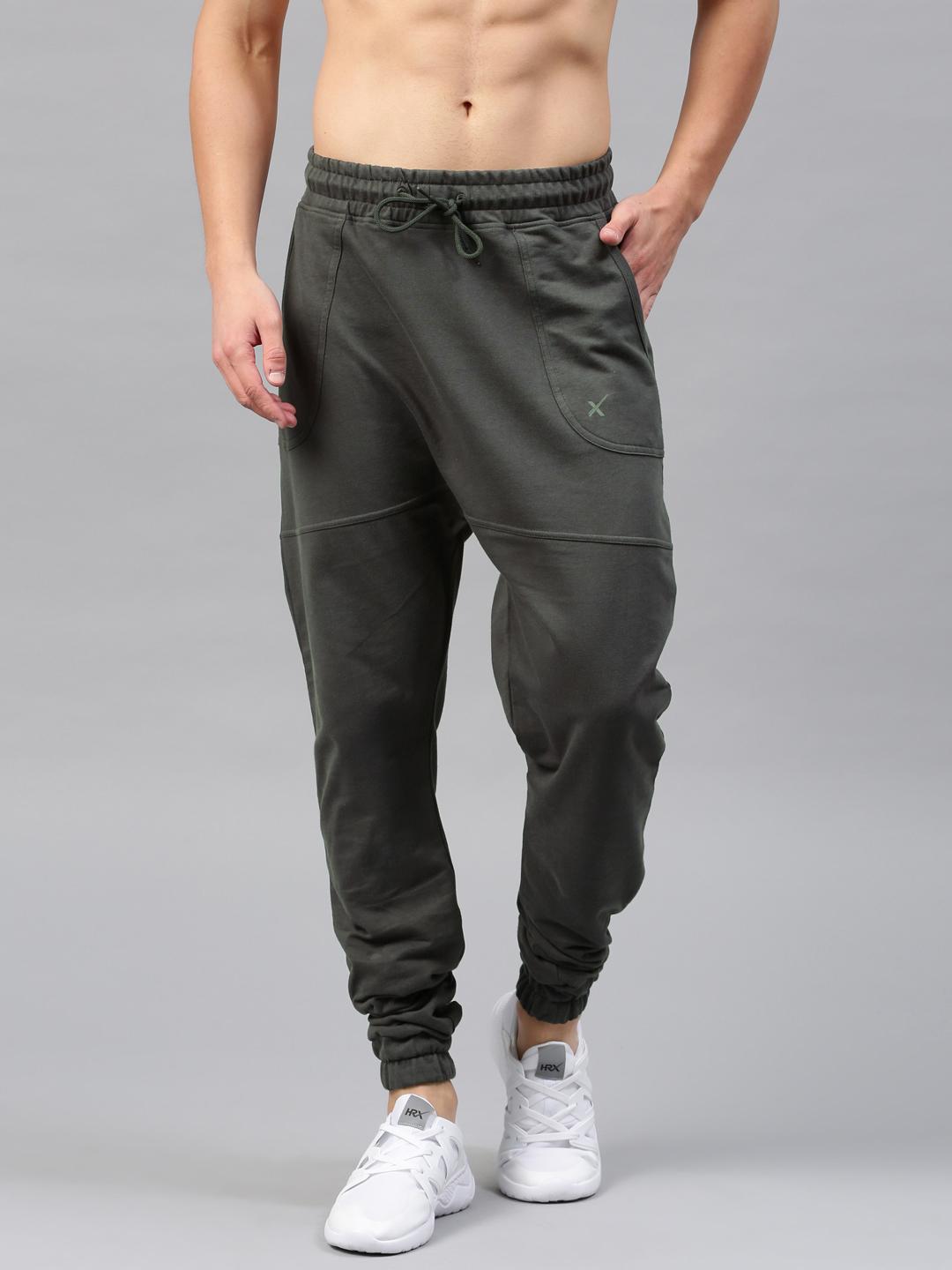 Buy HRX by Hrithik Roshan Grey Drop-Crotch Joggers Track Pants