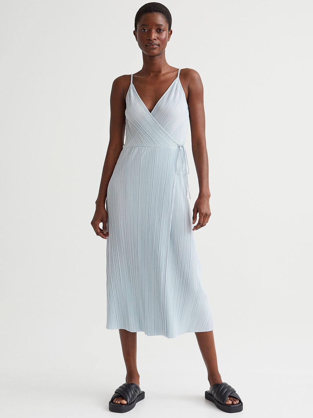 strapless open back dress Davide Airy Plissé Dress in Blue main image 1