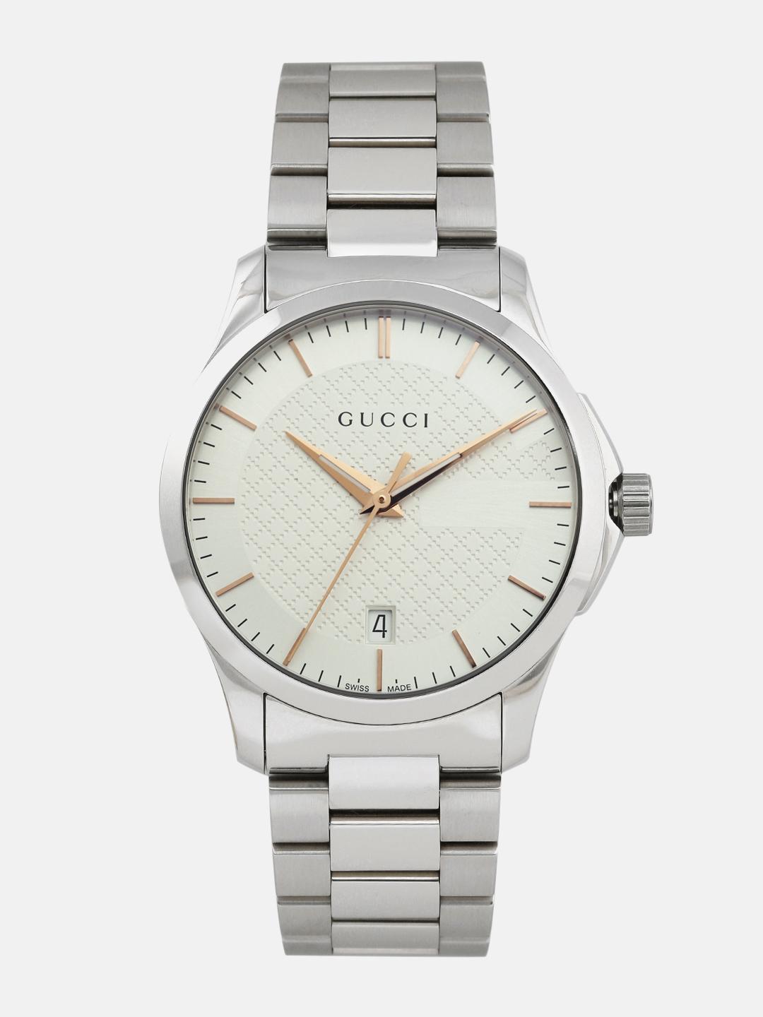 Buy Gucci Timeless Men Silver-Toned White Analogue Watch