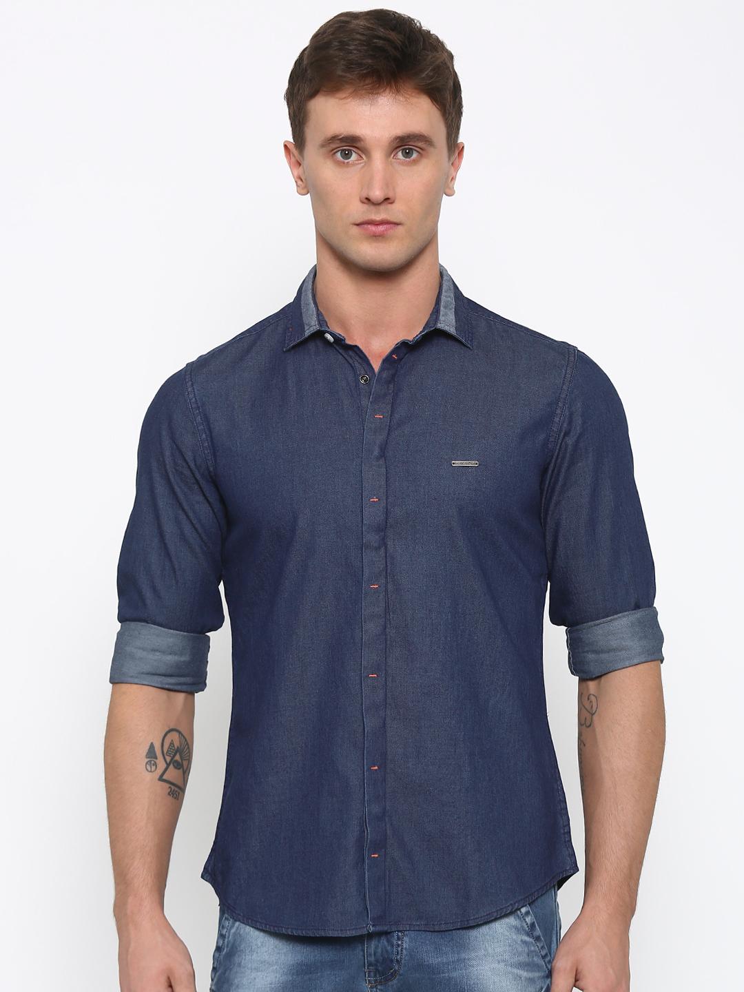 Buy Indigo Nation Street Men Blue Slim Fit Solid Casual Denim