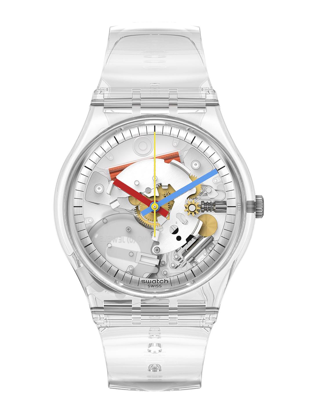 Buy Swatch Unisex Transparent Printed Dial Transparent Straps