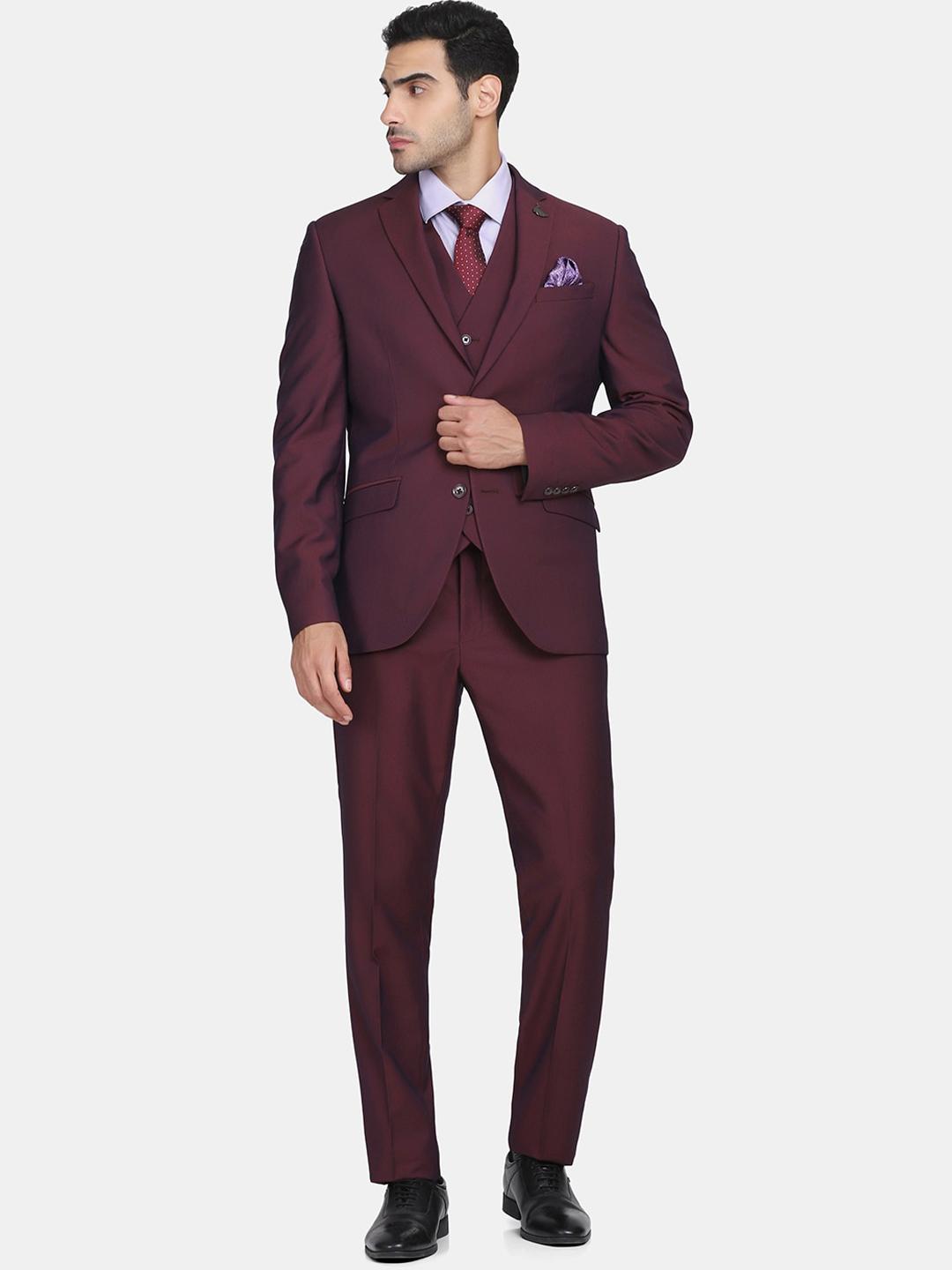 Buy Blackberrys Men Red Slim-Fit 3-Piece Formal Suit - Myntra