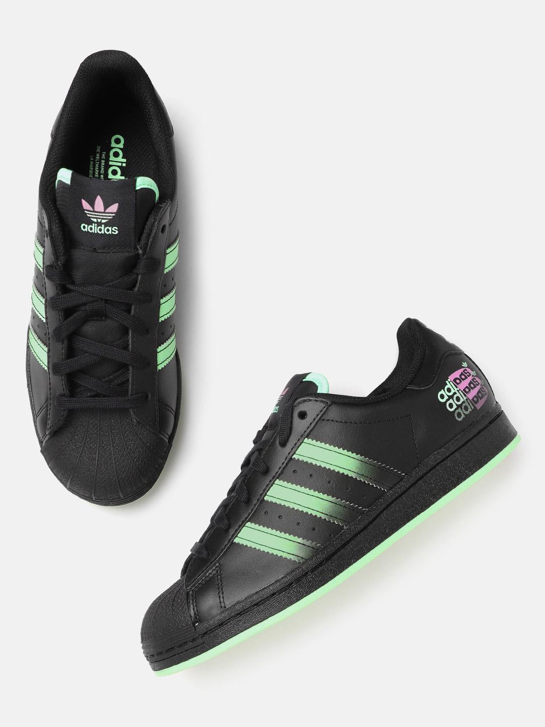Buy ADIDAS Originals Men Black & Green Solid Superstar