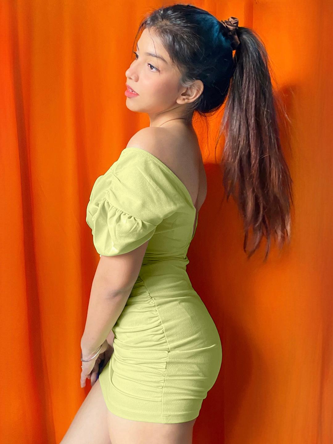 STREET 9 Lime Green Sheath Mini Dress