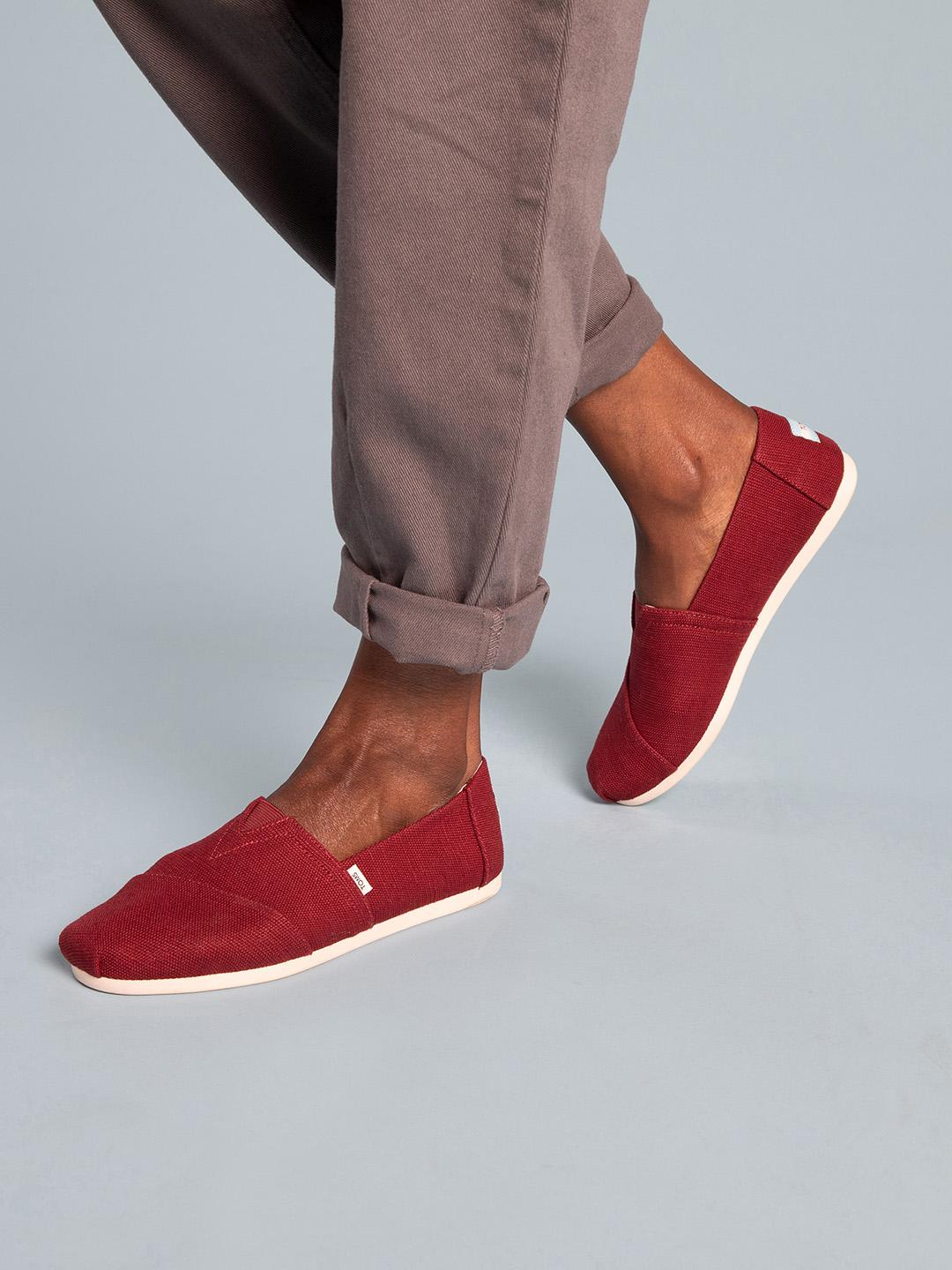Buy TOMS Women Red Solid Alpargata Canvas Slip-On Sneakers