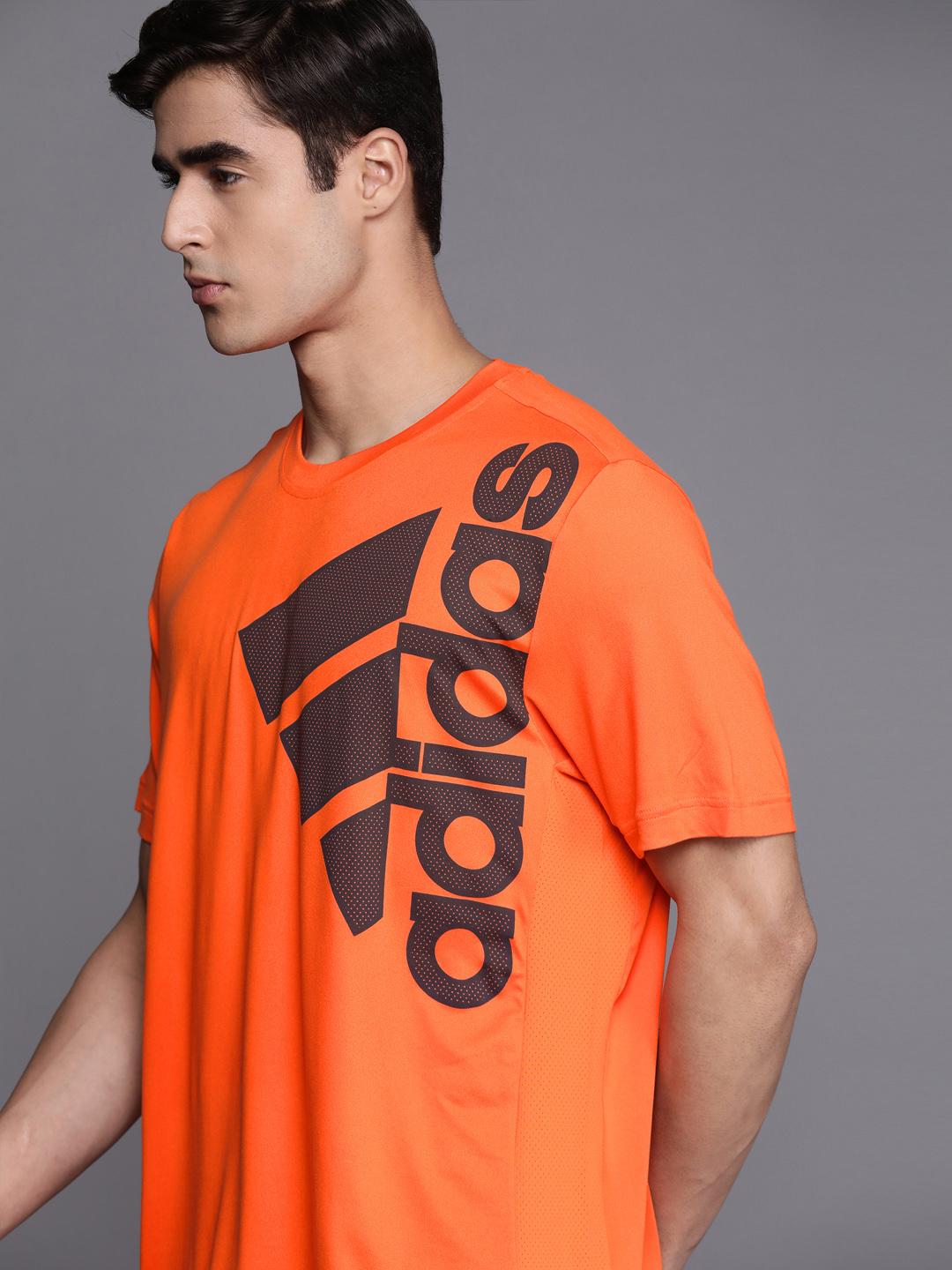 Buy ADIDAS Men Orange Black Brand Logo Printed Training