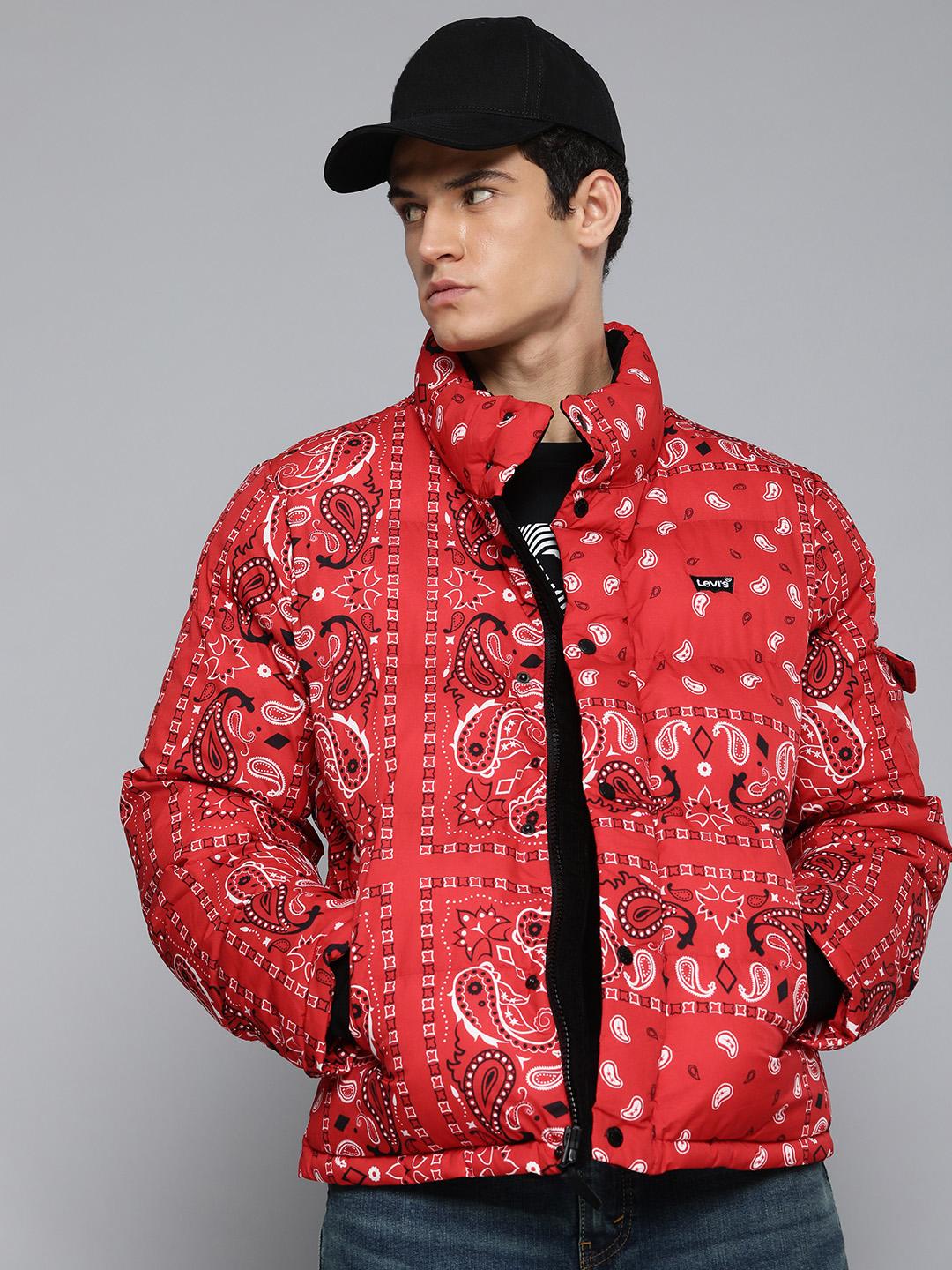 Buy Levis Men Red White Bandana Print Casual Puffer Jacket