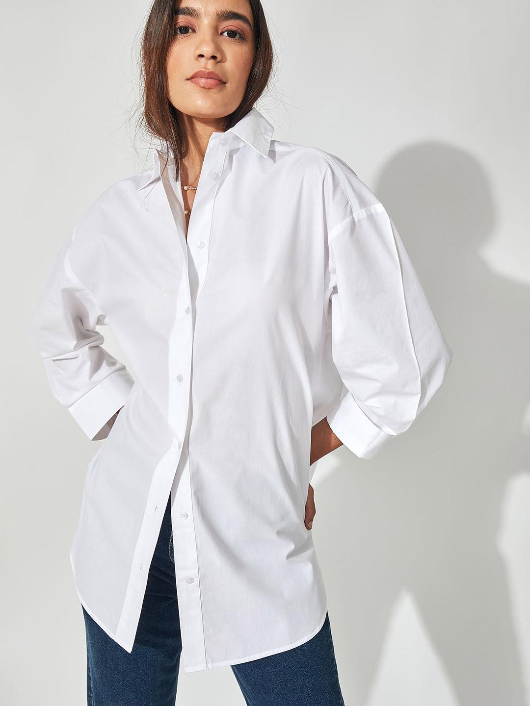 Buy The Label Life Women White Oversized Shirt - Shirts for